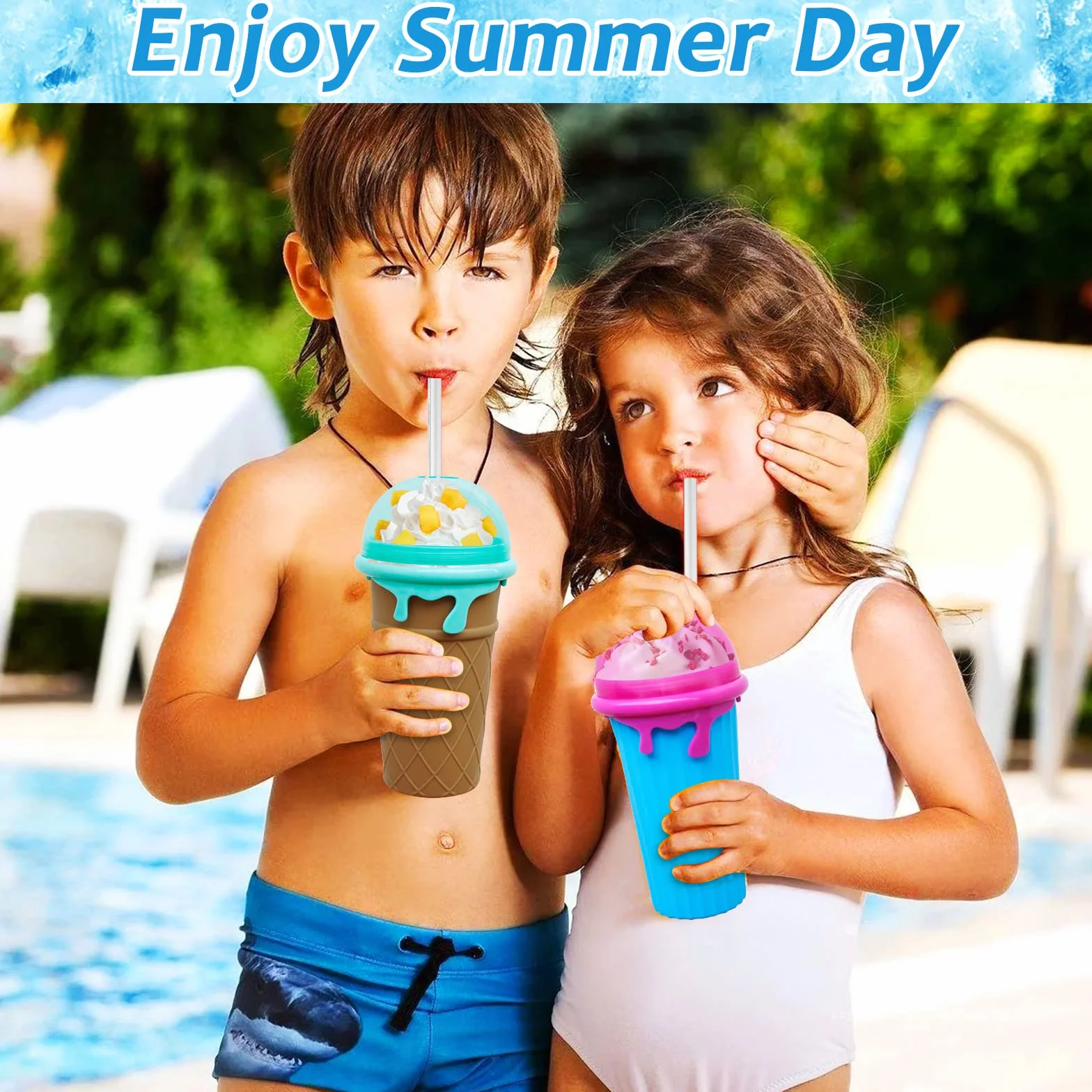 Slushy Maker Cup 500ml Silicone DIY Homemade Ice Cream Shake