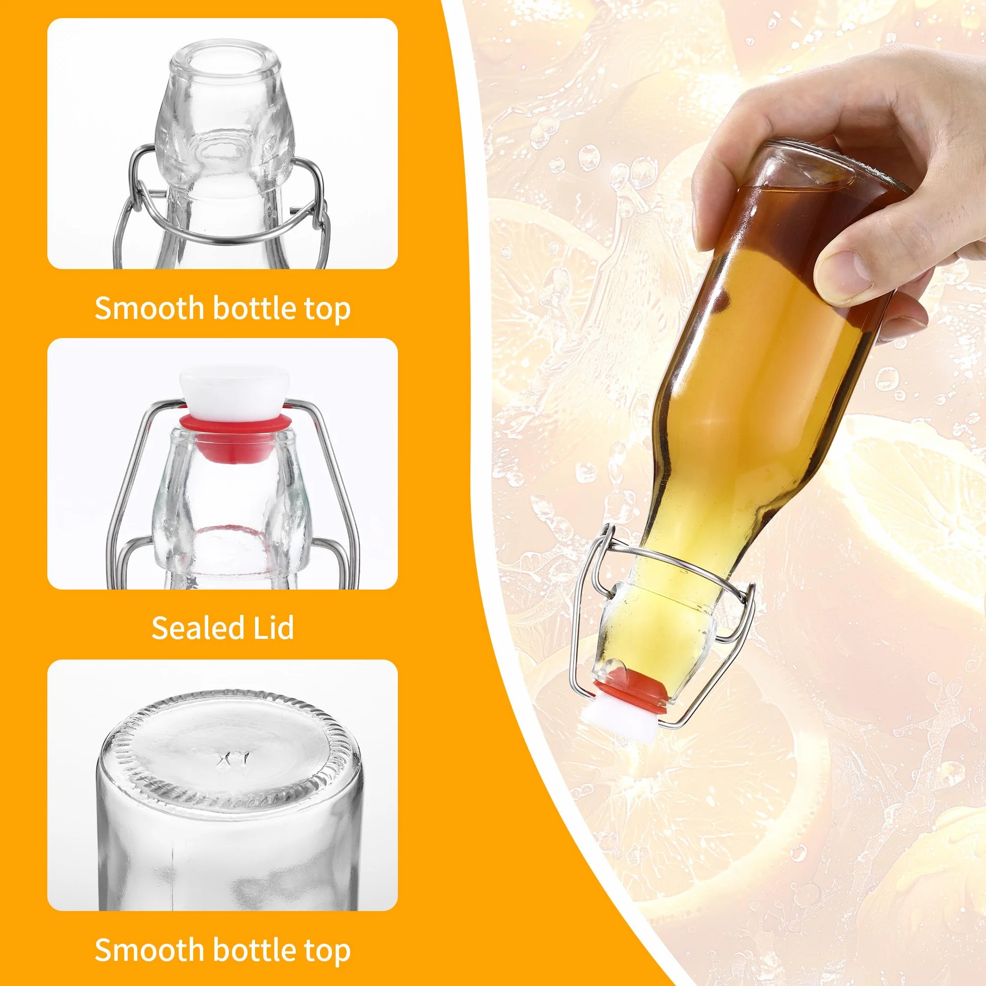 Bottiglie in Vetro da 250ml con Tappo Ermetico Set da 10 Riutilizzabili per Birra Olio Succhi