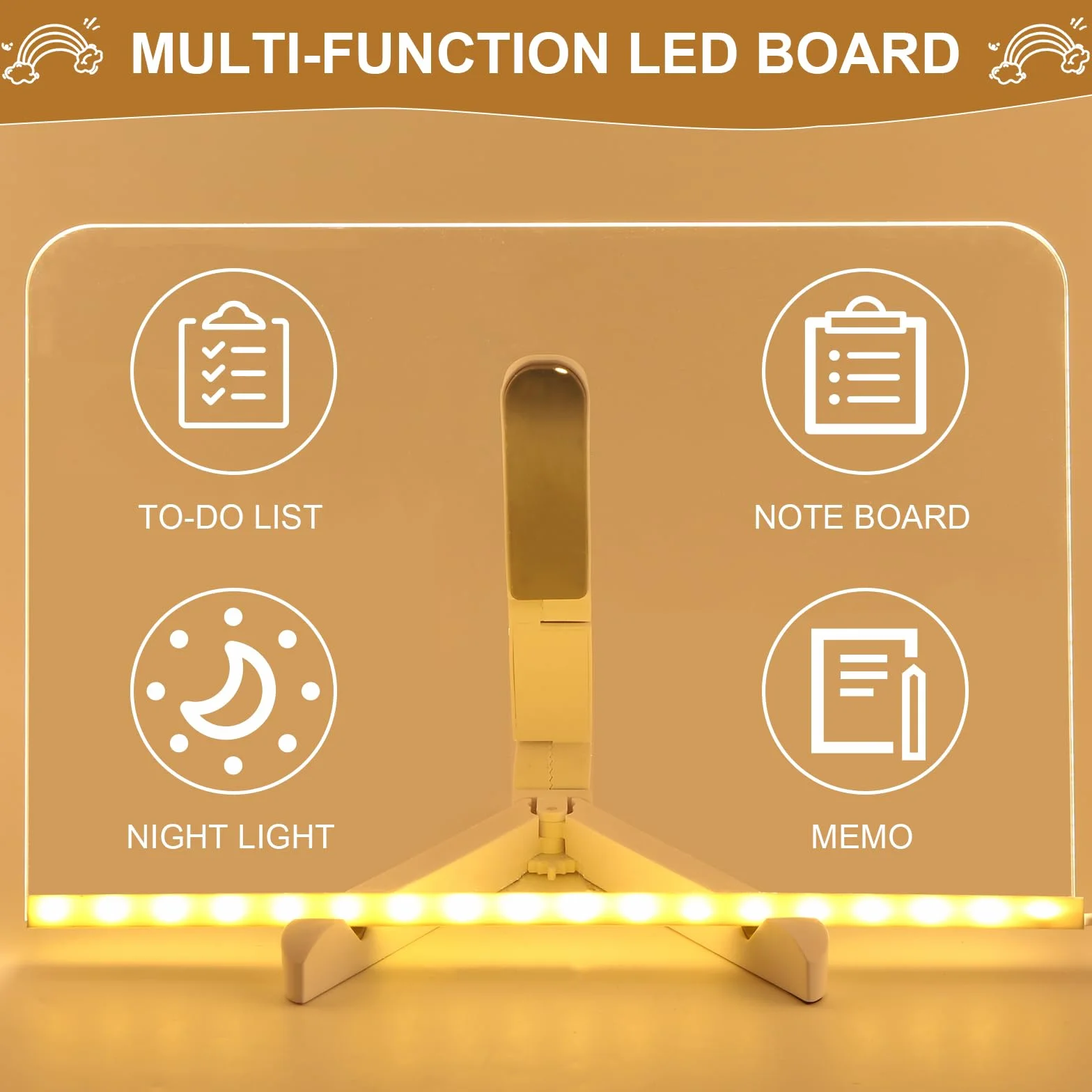 Lavagnetta LED con 7 Penne Colorate, Lavagna Magica Illuminata in Acrilico 30x20cm per Messaggi