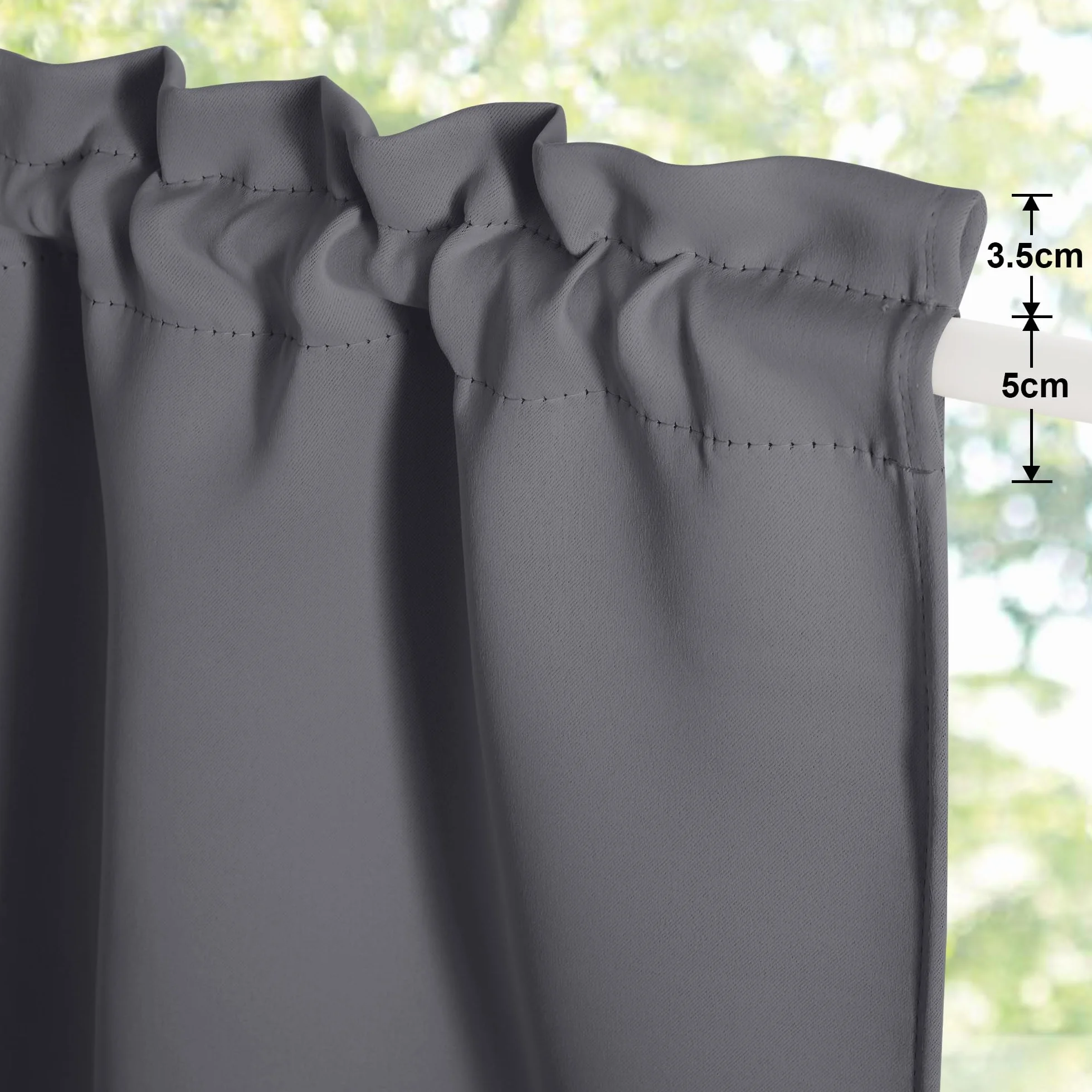 PONY DANCE Tende a Vetro per Finestra Tende Oscuranti per Cucina Corte Tendine Finestra a Vetro Blackout Curtains Termiche con Tasca 2 Pezzi 60x90 CM, Grigio