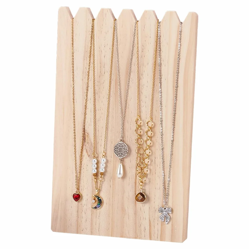 FINGERINSPIRE Espositore per Collane in Legno Portatile Rettangolare per Gioielli