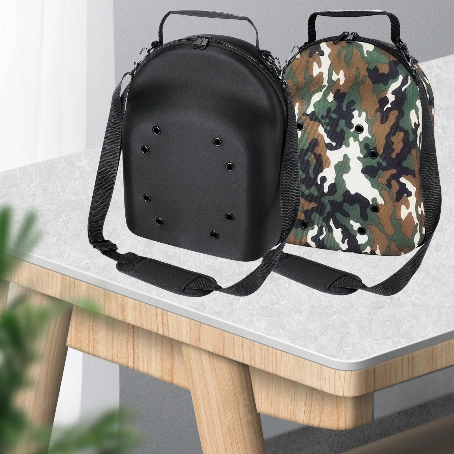 F Fityle Custodia per cappelli, organizer per cappelli rigidi, custodia per zaino, borsa per cappelli da baseball, con manico, custodia da viaggio per, Nero