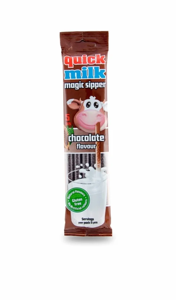 Quick Milk Cannucce Aromatizzate al Cacao per Latte, Espositore n. 20 pacchetti da 30 gr l'uno, 5 unità per paccchetto (100 unità in totale)