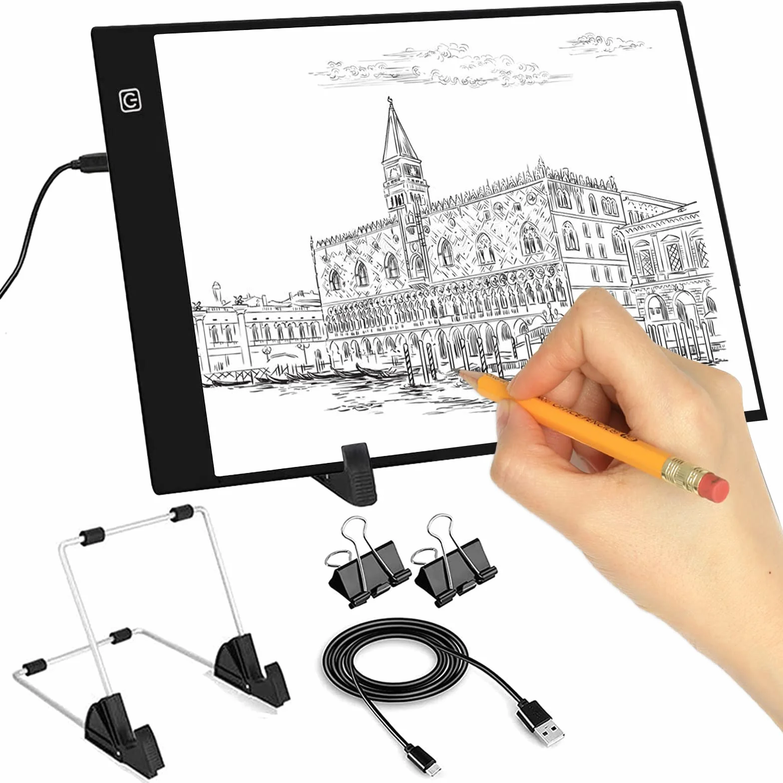 INSANYJ Light Box A4 LED Light Pad per Disegno con Cavo USB, Ultrasottile Lavagna Luminosa (3-Level)