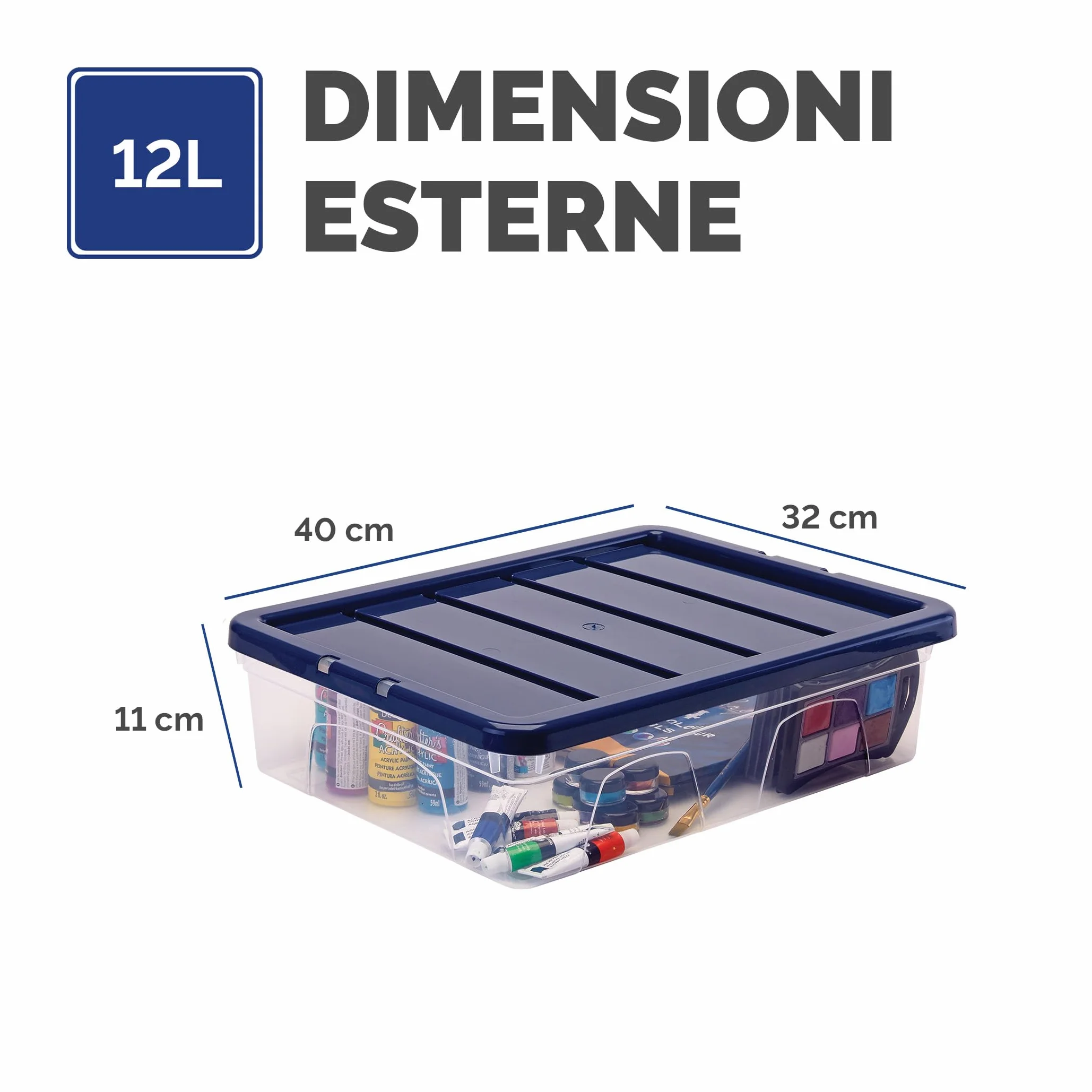 Bankers Box scatole in plastica 12L confezione da 3 impilabili coperchio anti polvere 11x32x40cm