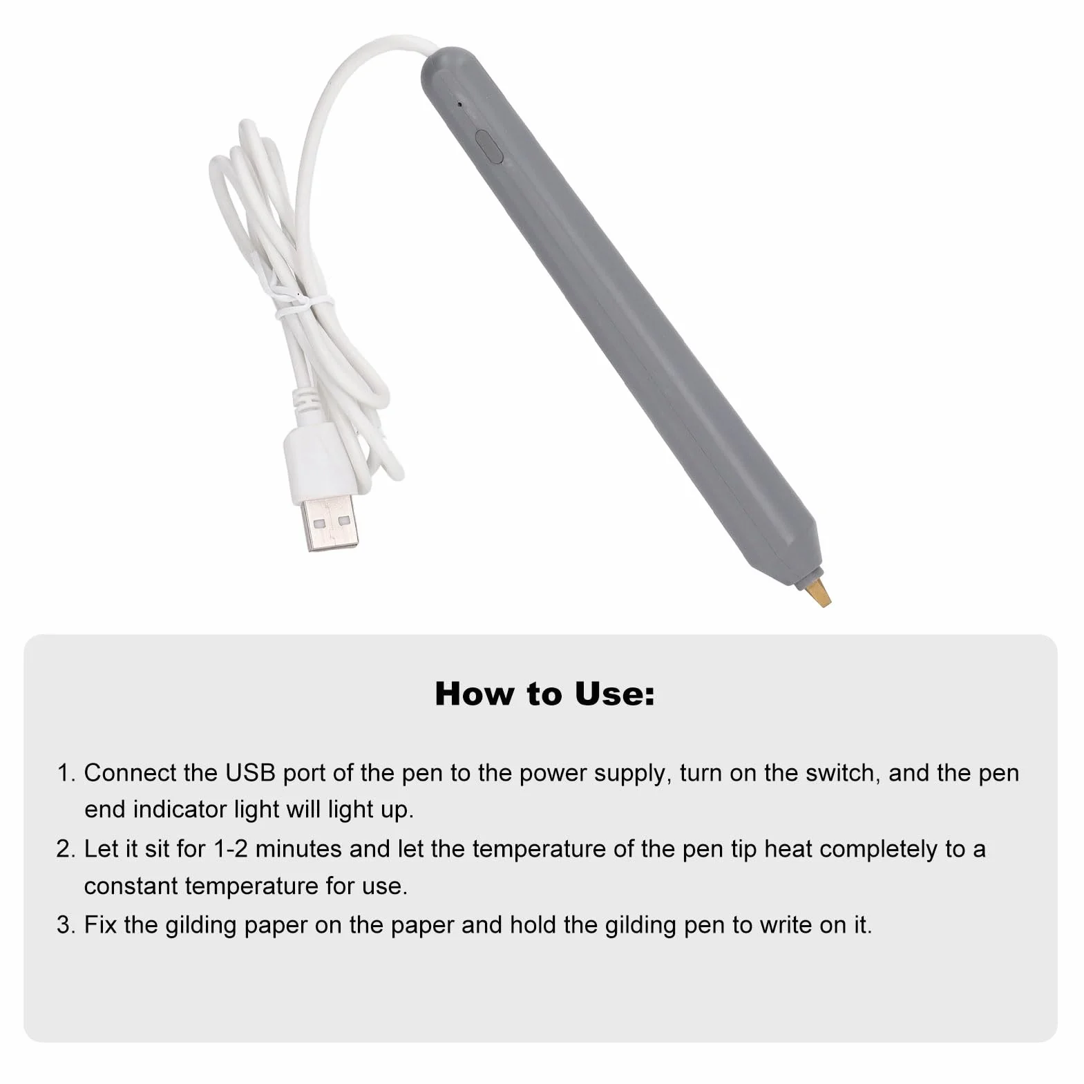 Penna Hot Foil a Caldo con USB, Bold Tip Foil Quill Freestyle, 4 Punte per Penna Riscaldante, Strumento Caratteri Dorati a Mano