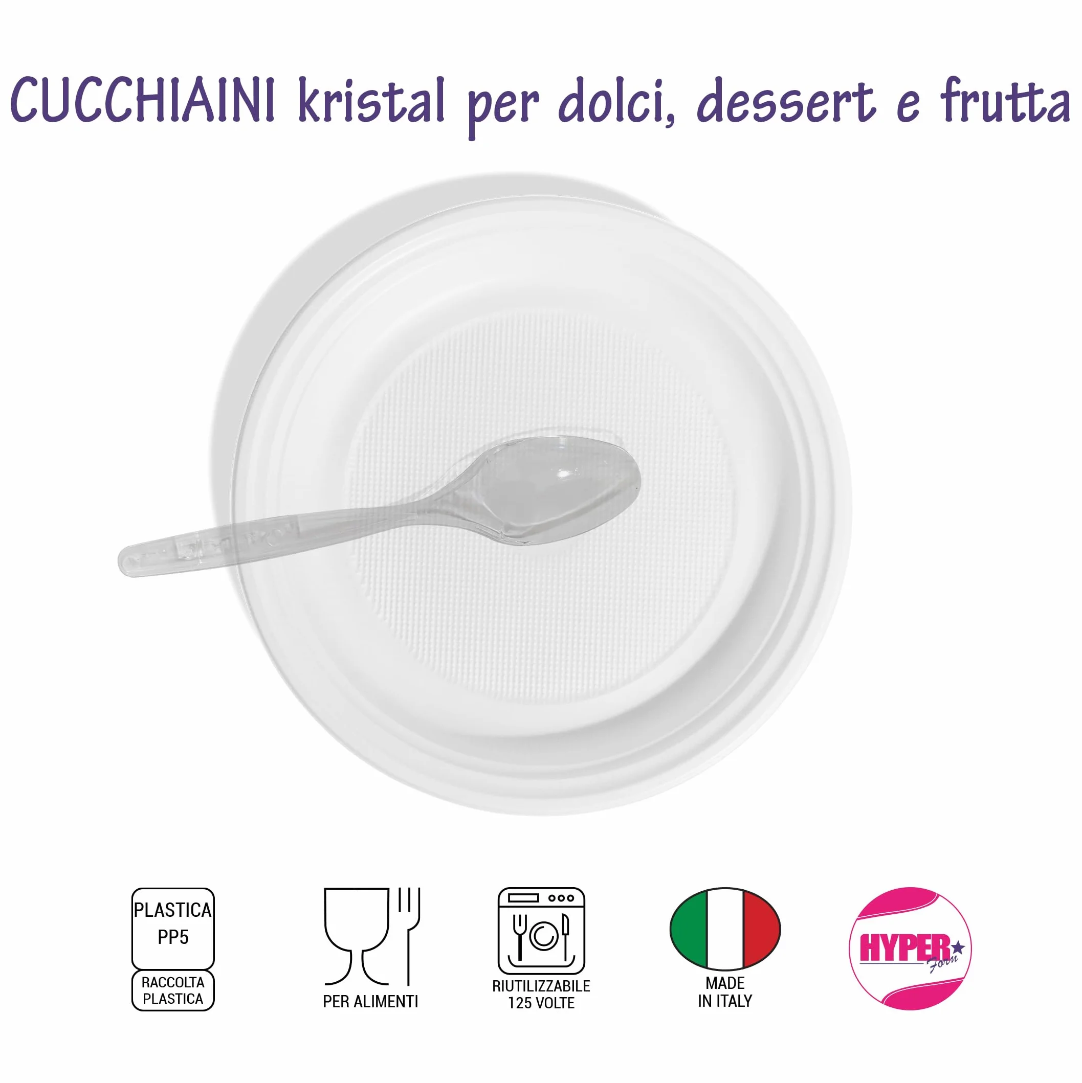 Cucchiaini in Plastica Riutilizzabile Trasparente 500 Pezzi per Aperitivo e Dessert
