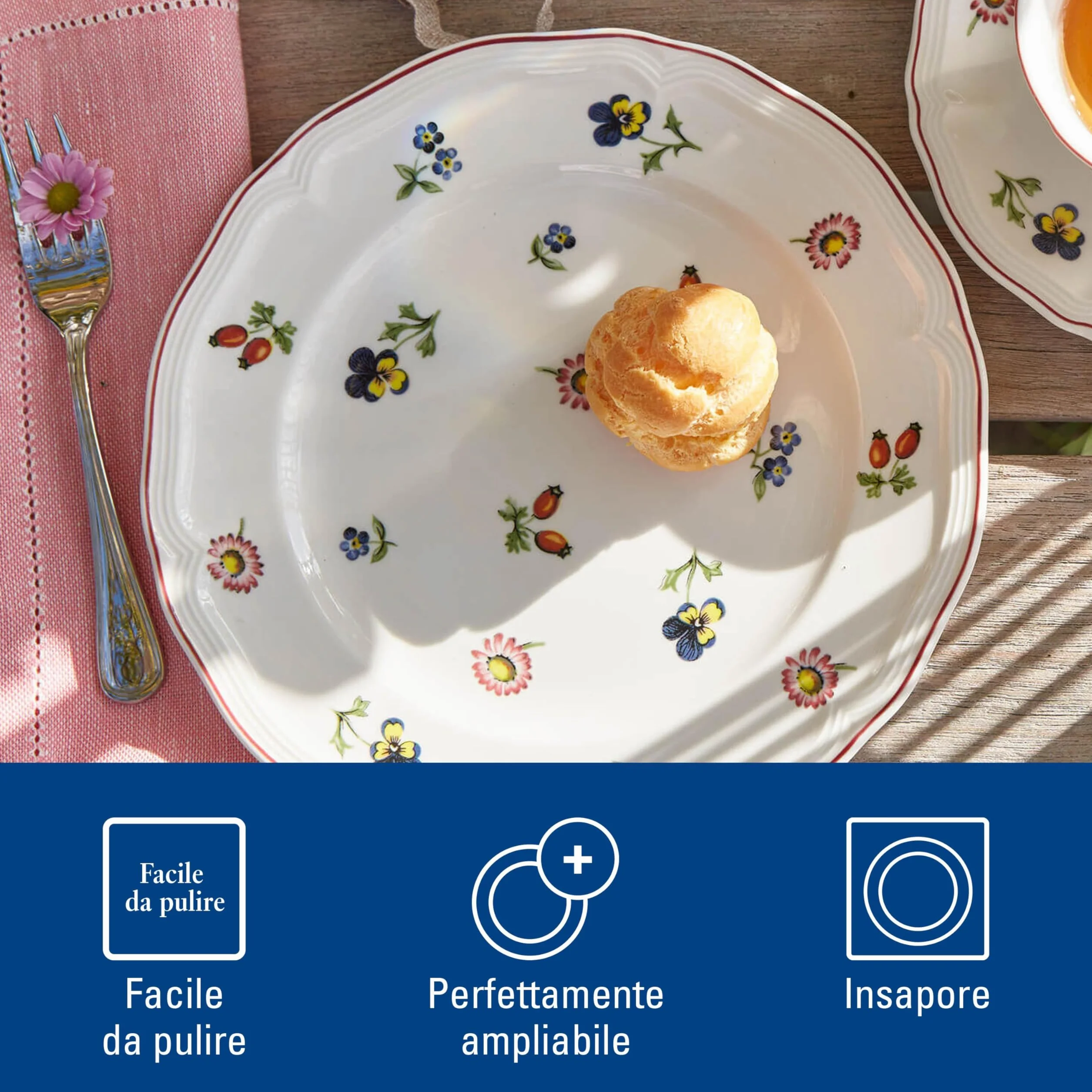 Villeroy & Boch, Petite Fleur Piatto da Dessert/Colazione Bianco, Lavabile in Lavastoviglie, Adatto per Microonde, Piatto, Ceramica, Stoviglie, Porcellana Premium