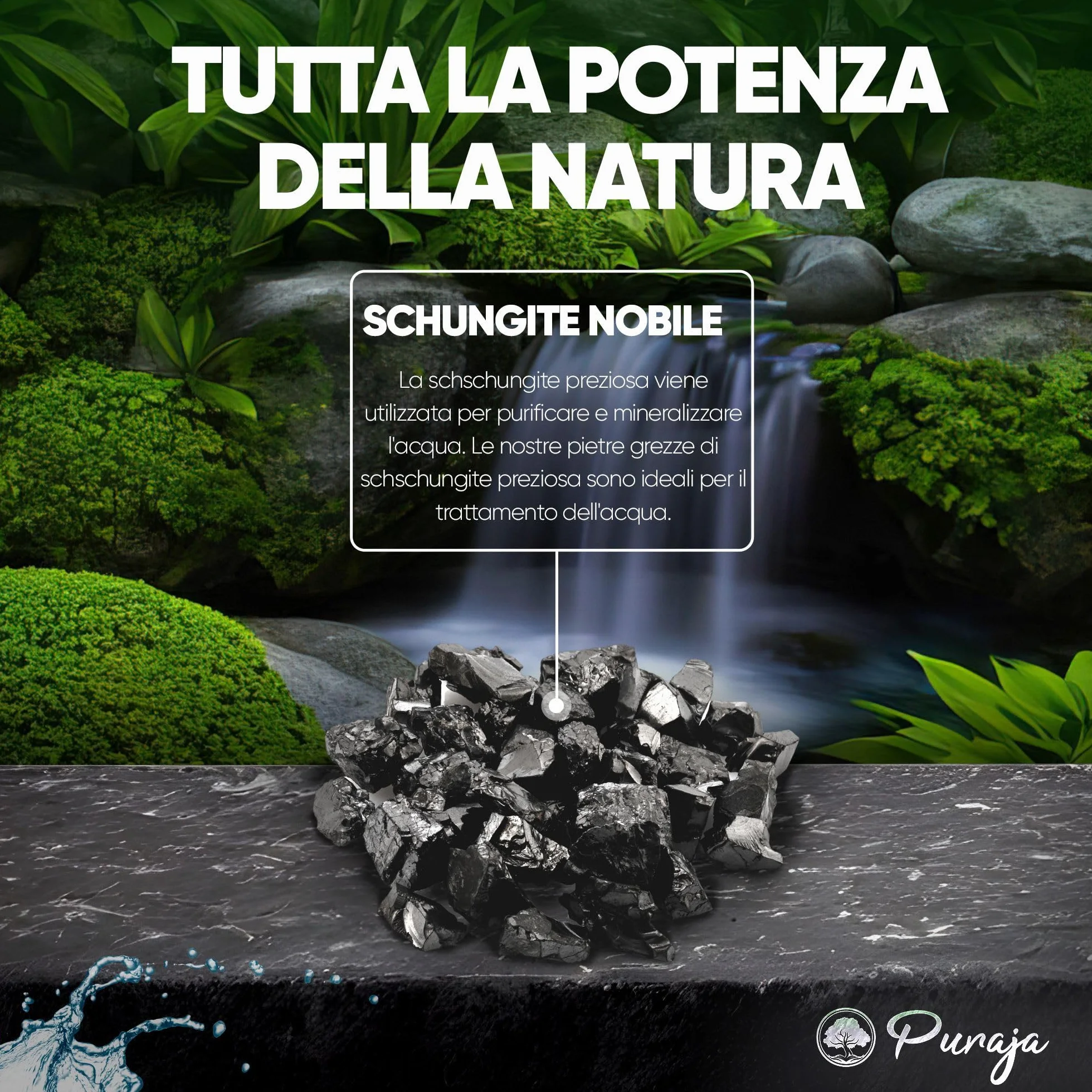 PURAJA Schungite preziosa per il trattamento delle acque, pietre naturali della Carelia, con certificato