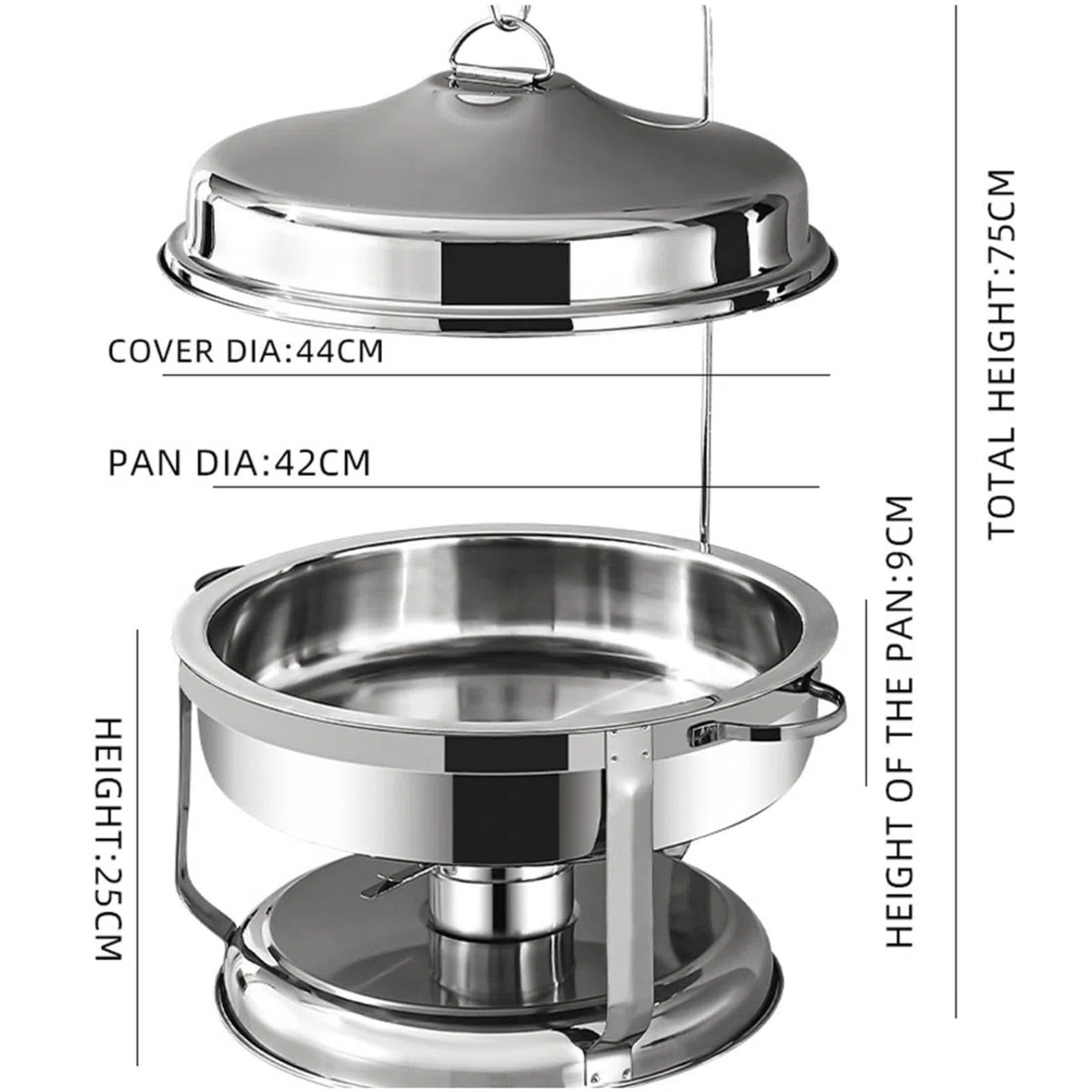 Set di Posate e scaldavivande Rotondi for Buffet | Set scaldavivande for buffet, vassoio riscaldante for intrattenimenti e catering(9l)