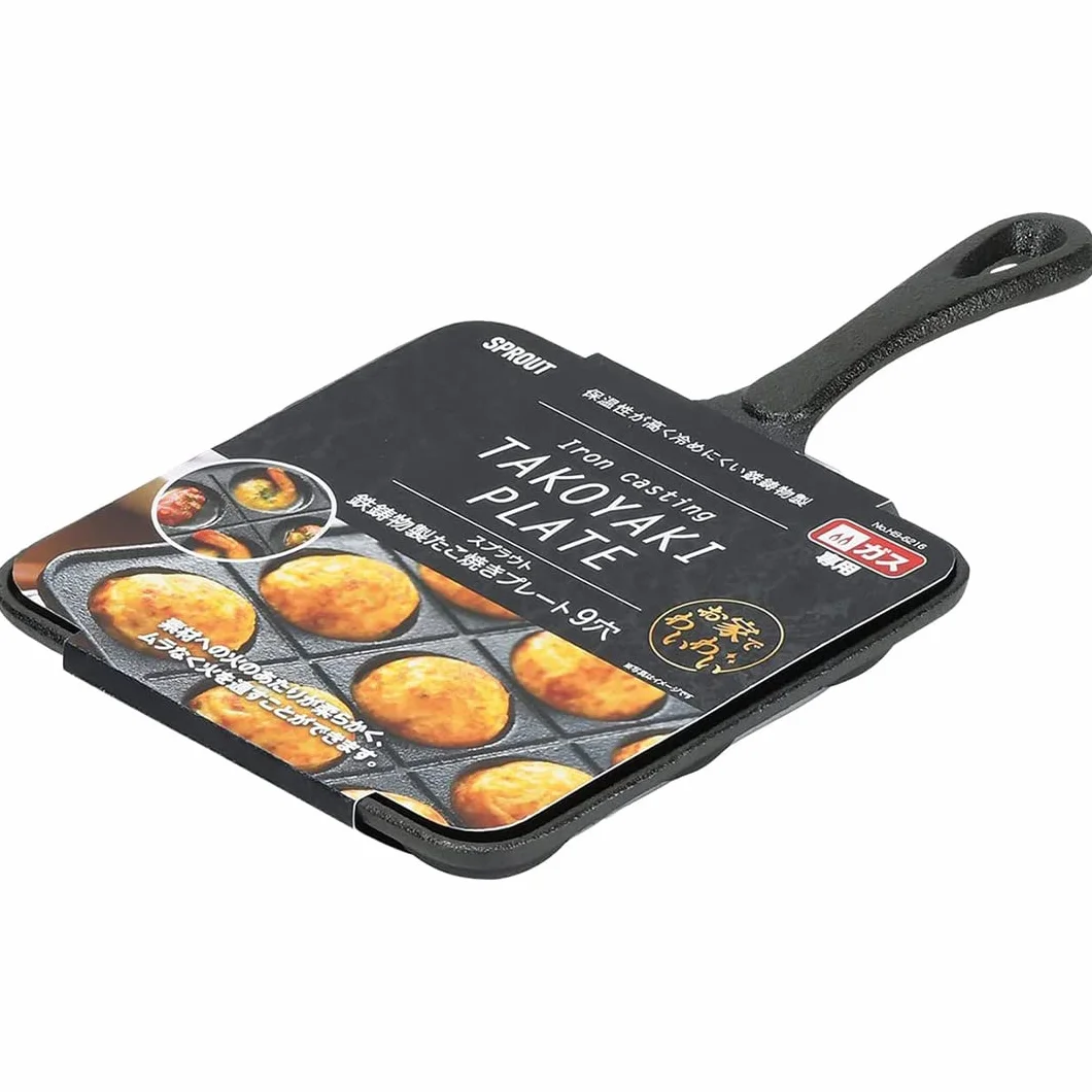 TIKUSAN Takoyaki Pan in Ghisa Piastra Giapponese per Gas 9 Stampi