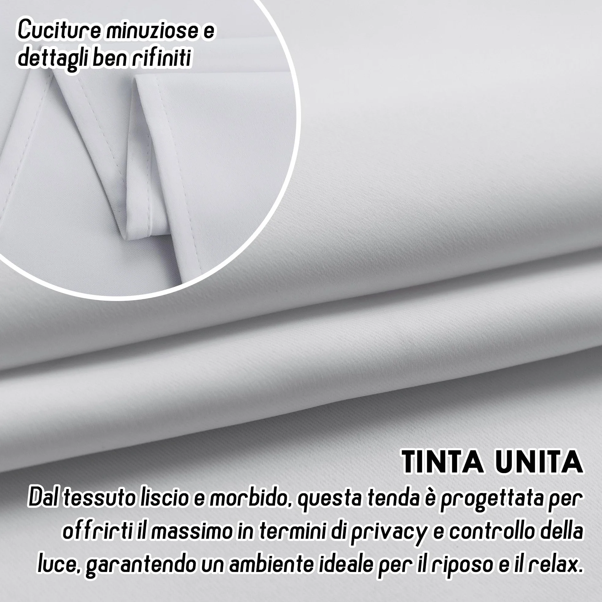 GIRASOLE HOME Coppia Tende Fiji Bianche Semi Oscuranti Termiche Morbide Tinta Unita 2 Pannelli da 55x220cm con Tasca, Bianco