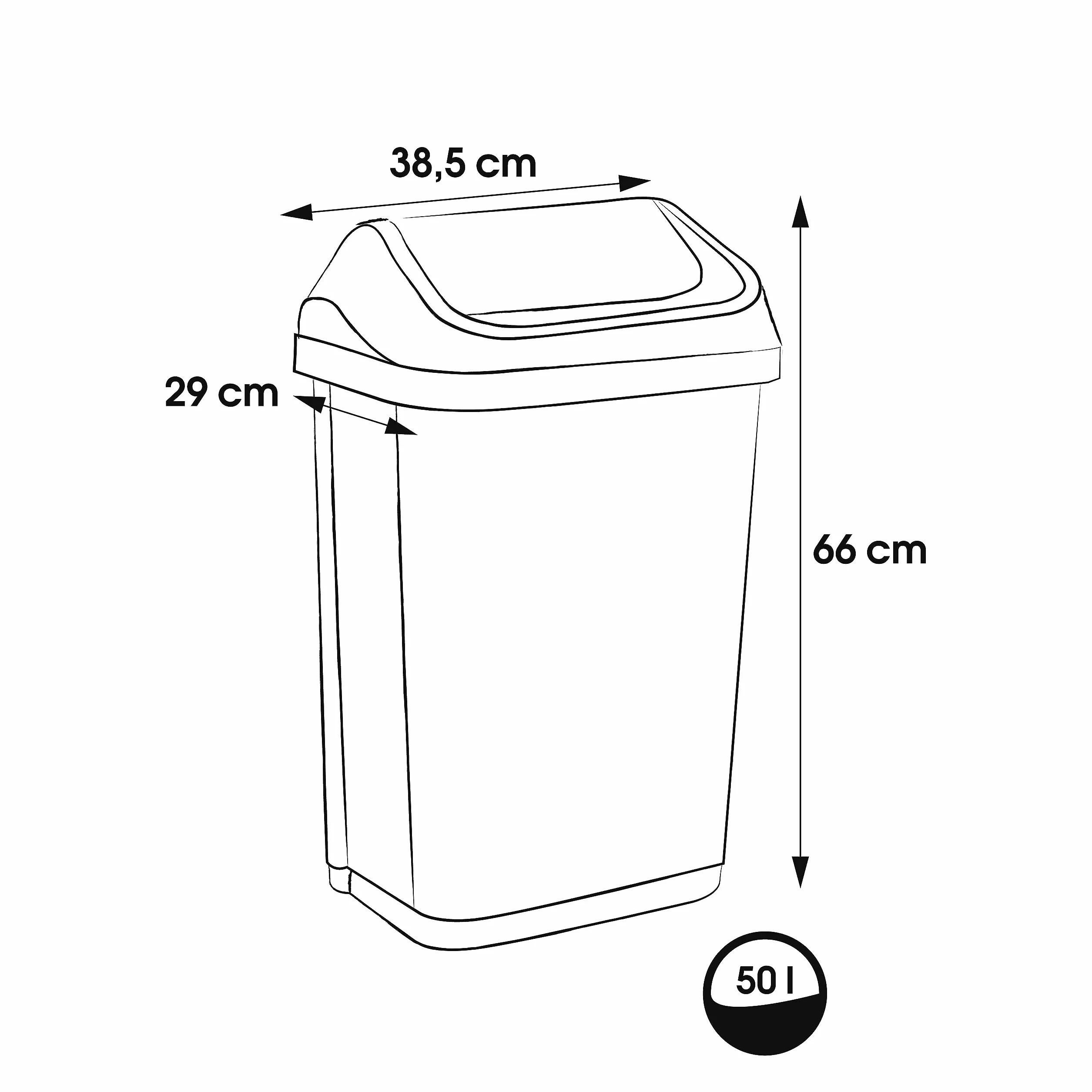 keeeper Pattumiera con Coperchio Basculante, 50 L, Swantje, Grigio Grafite