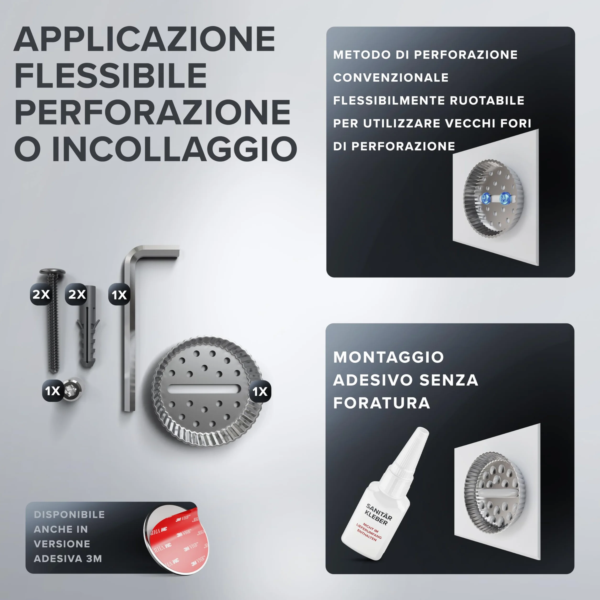 ovimar Porta asciugacapelli Ronne | Acciaio Inox | Argento | con Fissaggio a Parete per Foratura | con Imbottitura per asciugacapelli | per Foratura | Porta asciugacapelli in Bagno