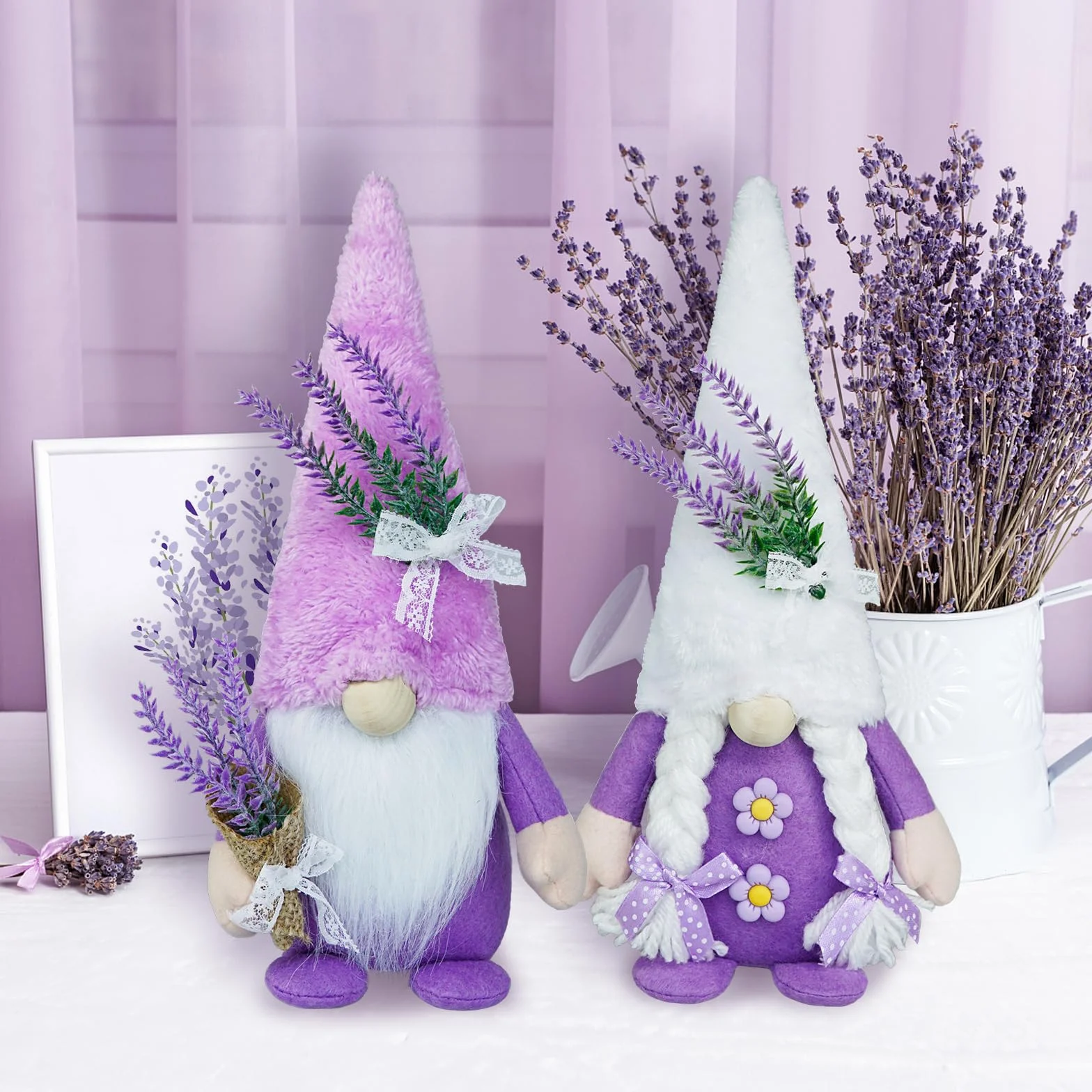 Gnomo svedese primaverile in peluche lavanda decorazione per la casa regalo fatto a mano viola per cucina vassoio