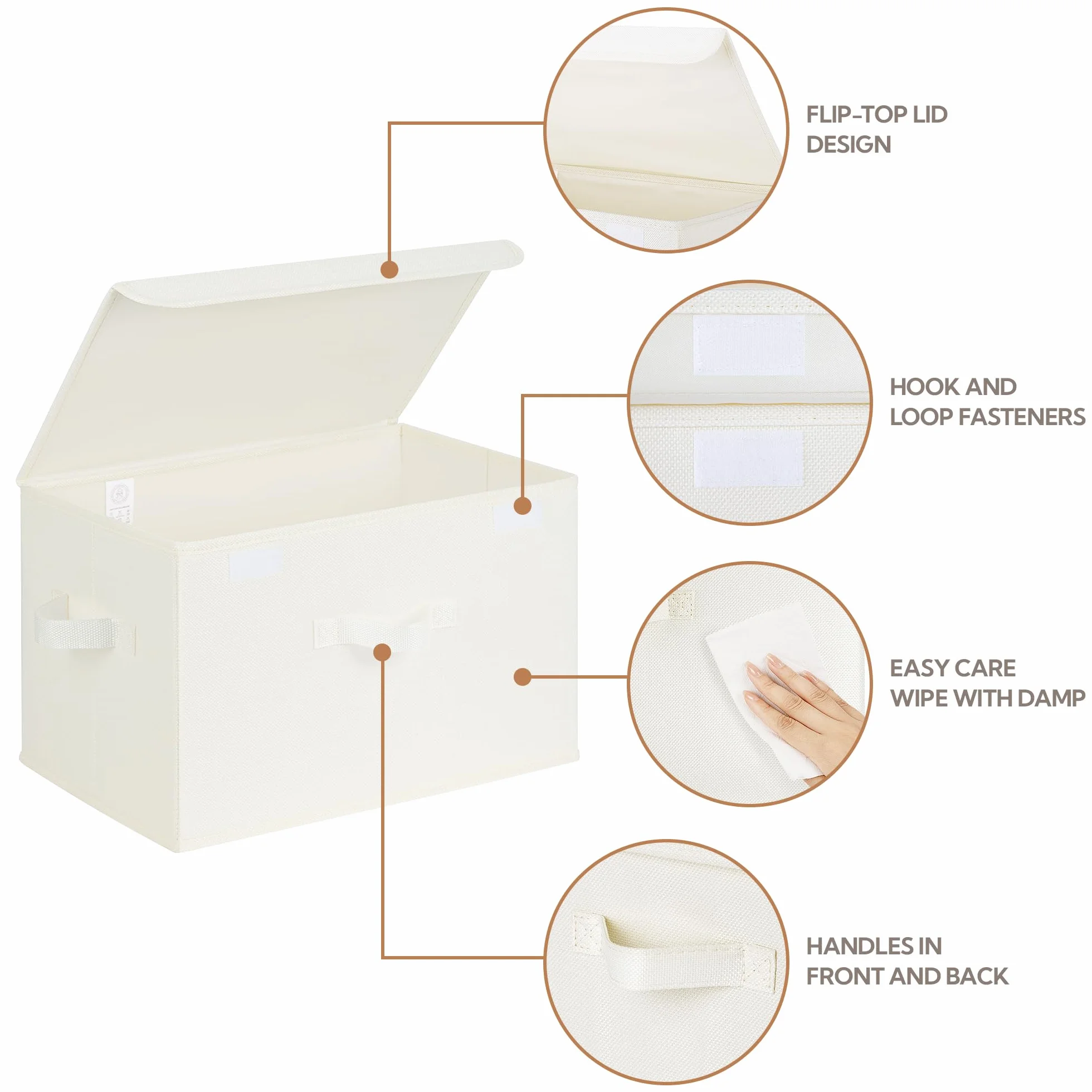 GRANNY SAYS Scatole Portaoggetti con Coperchio, Set di 2 Rigide in Tessuto Bianco per Scaffali Armadio