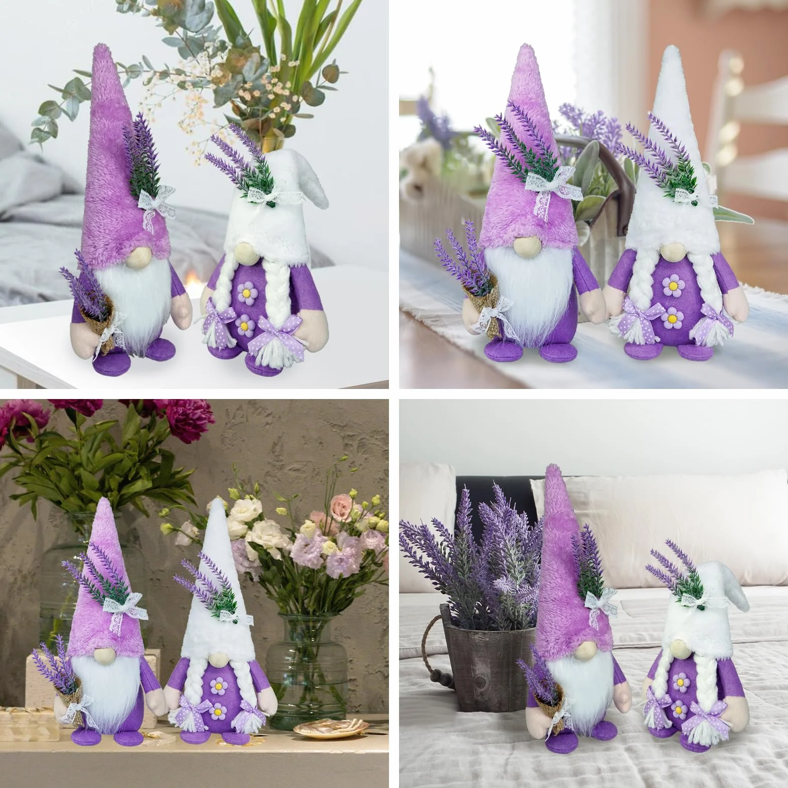 Gnomo svedese primaverile in peluche lavanda decorazione per la casa regalo fatto a mano viola per cucina vassoio