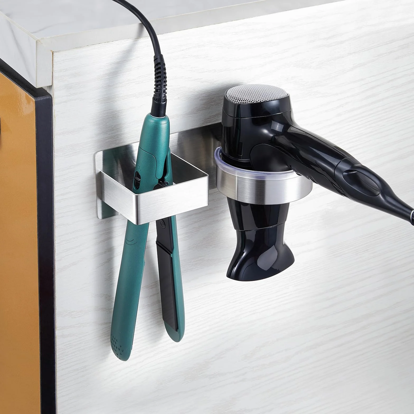 YYBO Porta phon e Piastra, Porta Piastra per Capelli, Porta Phone Bagno da Muro, Porta asciugacapelli da Parete Autoadesivo, Supporto per asciugacapelli per Camere da Letto e Barbiere