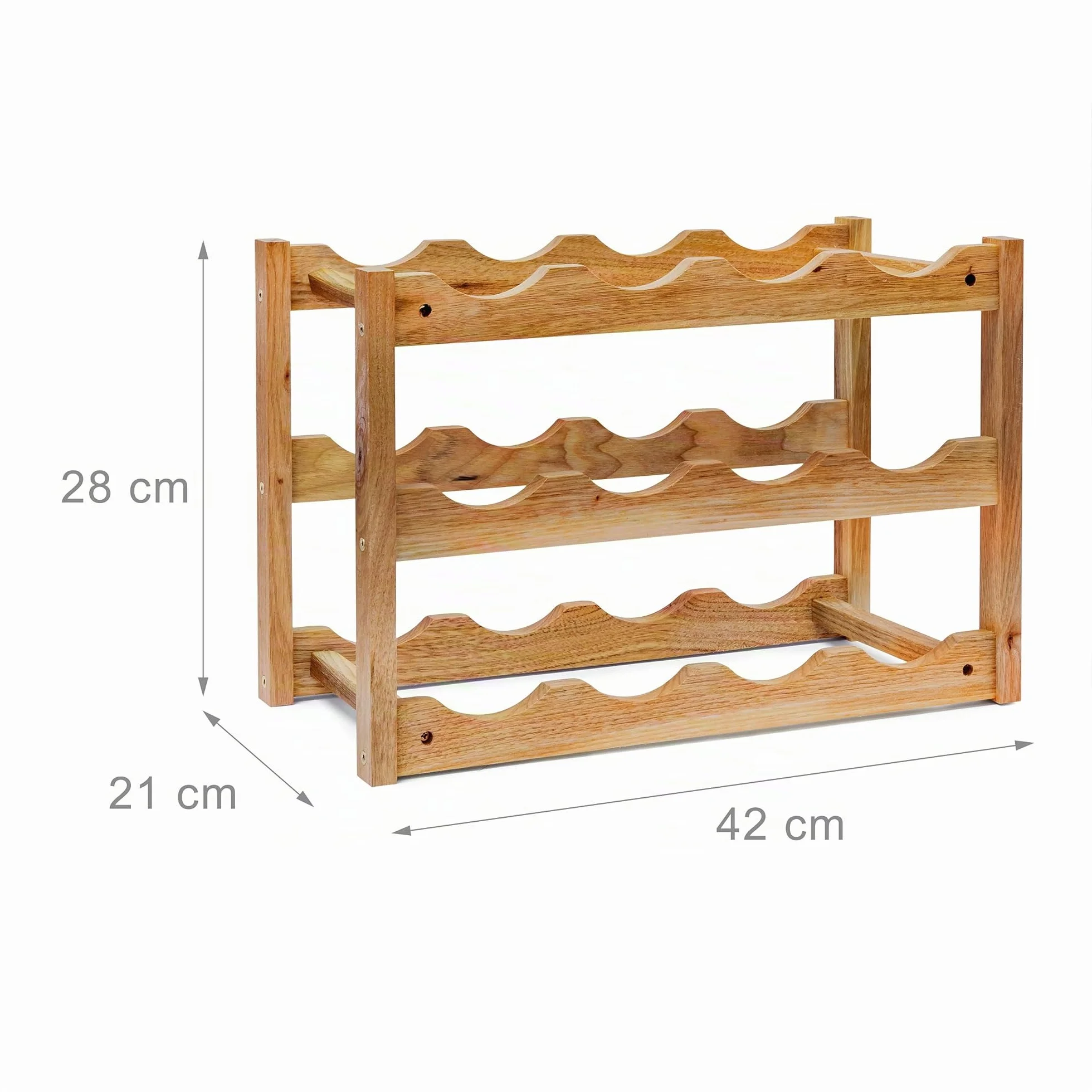 Relaxdays Portabottiglie Vino Legno Noce 3 Ripiani 12 Bottiglie 42x21x28 cm