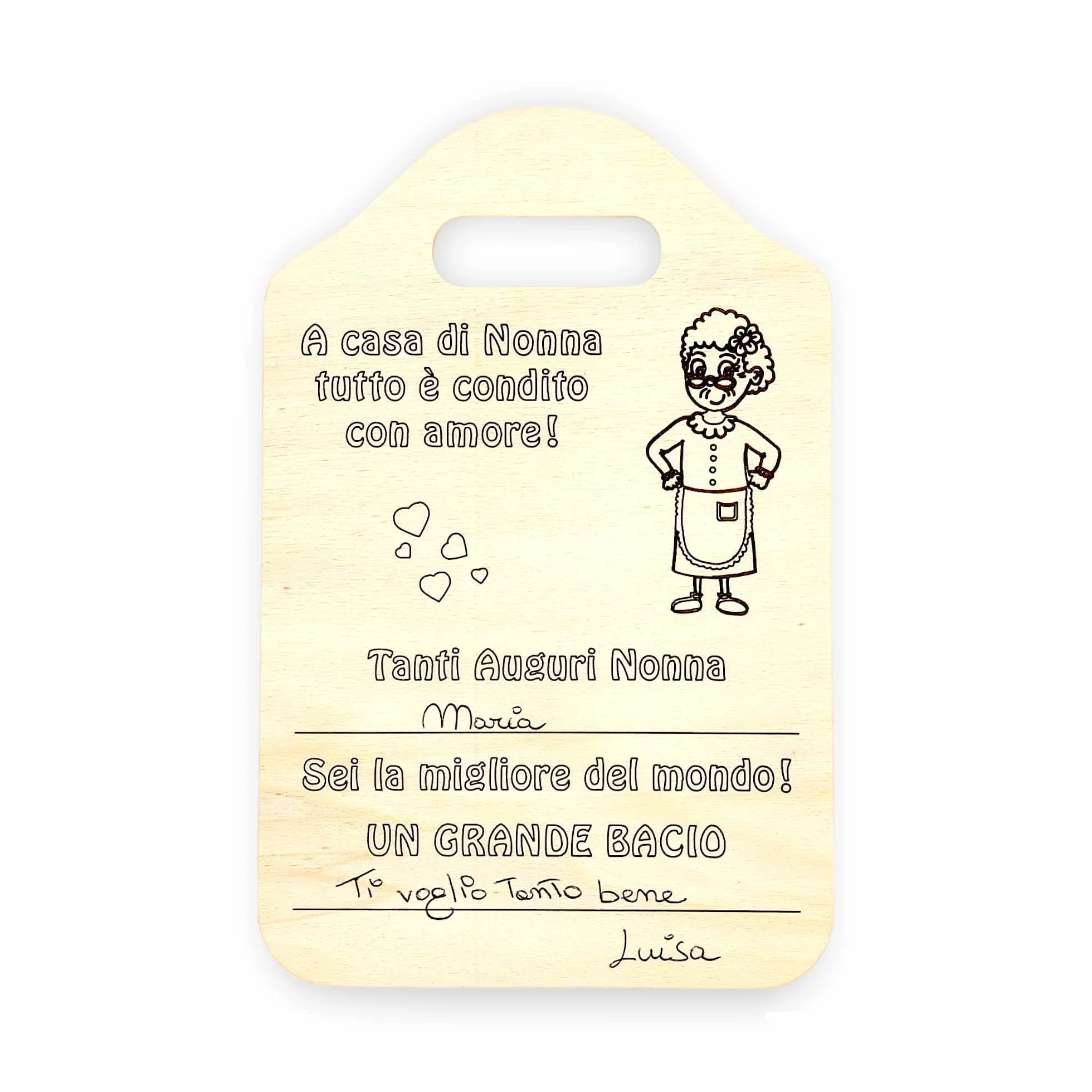 NM Idee Regalo nonna compleanno Idee regali per la nonna o mamma anziana Tagliere Targa Targhetta in legno Personalizzabile per nonna da nipote regali di Natale o Festa dei nonni