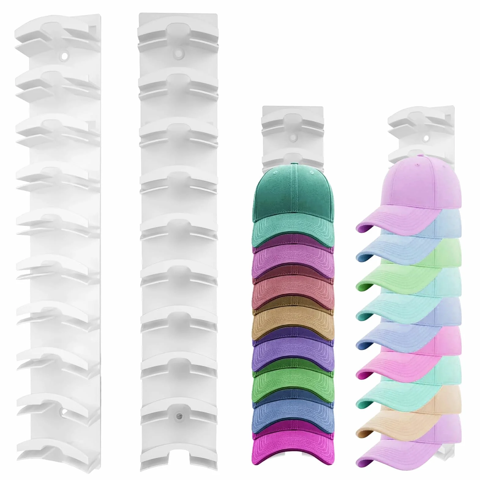 Porta Cappelli Bianco 2 Pezzi Appendiabiti da Parete per Cappelli con Adesivo Forte Fino a 20 Cappelli