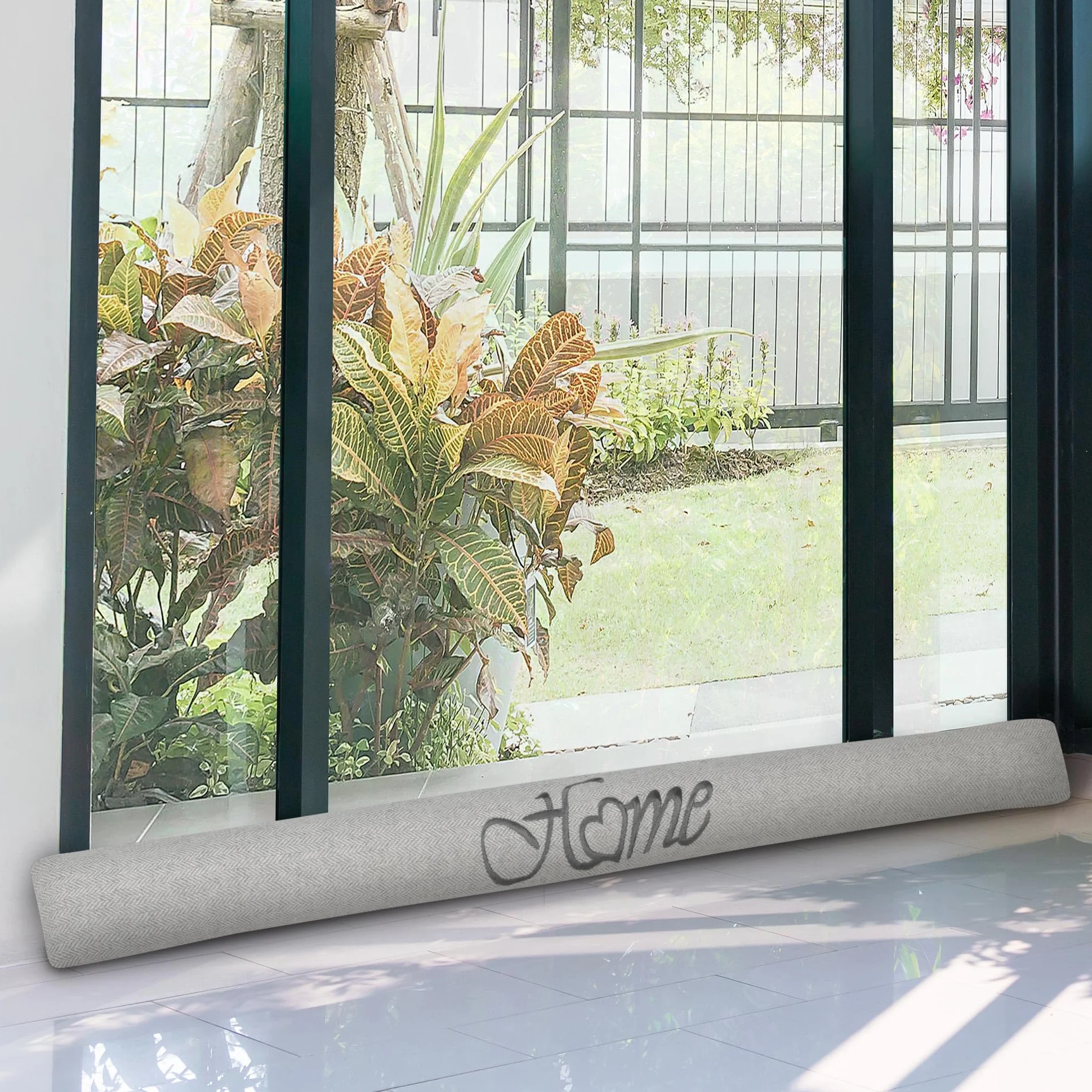 Beautissu Paraspifferi Imbottito per Porta e finestra Tuuli Ho 120cm - 1,2kg - in Poliestere - paraspiffero Universale porte e finestre - paravento sottoporta Isolante - Contro Il Freddo - Grigio