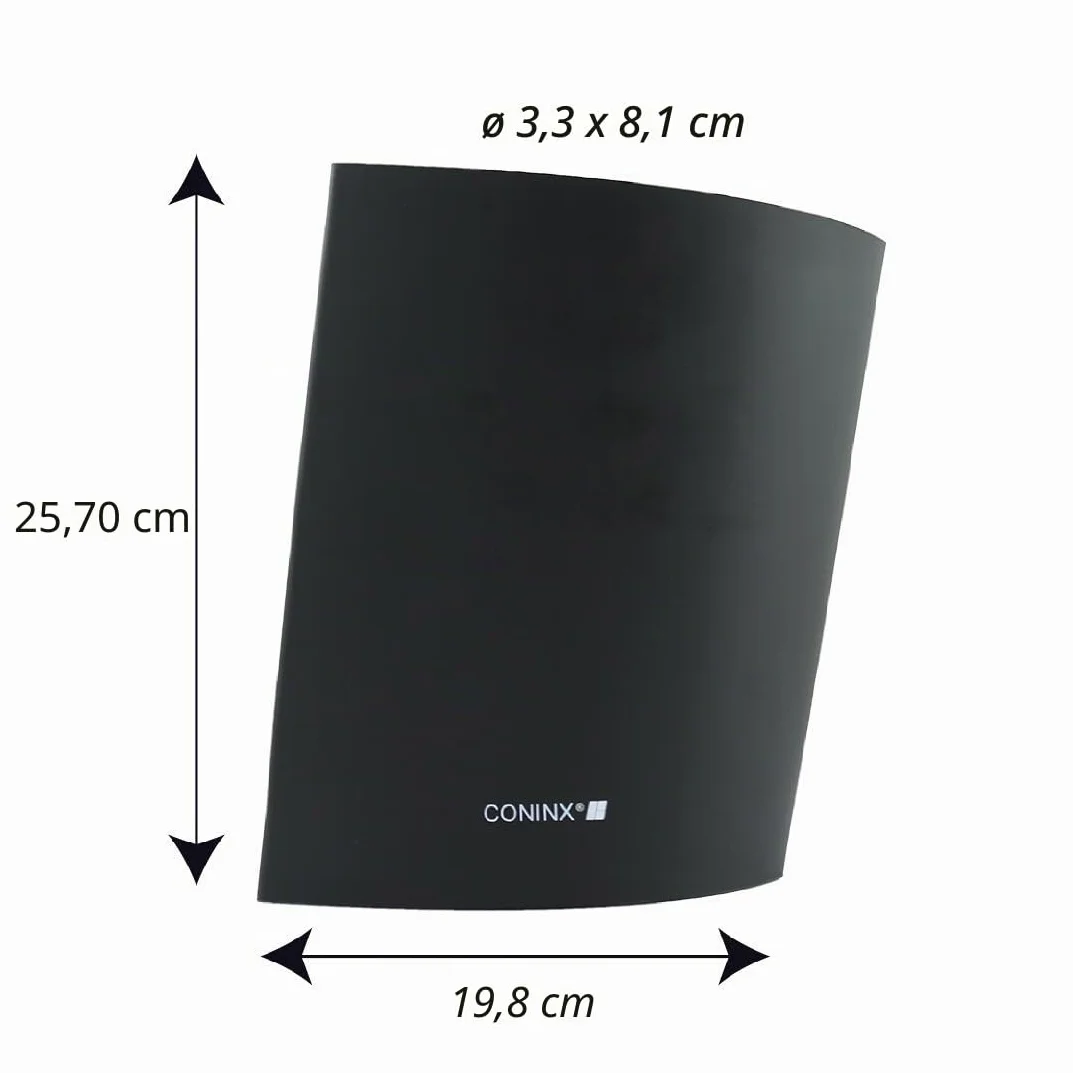 Coninx Viro Ceppo Coltelli Nero Universale - Porta Coltelli Cucina - Recupera Spazio - Interno di Fibre di Plastica - 18.5 x 25.5 cm