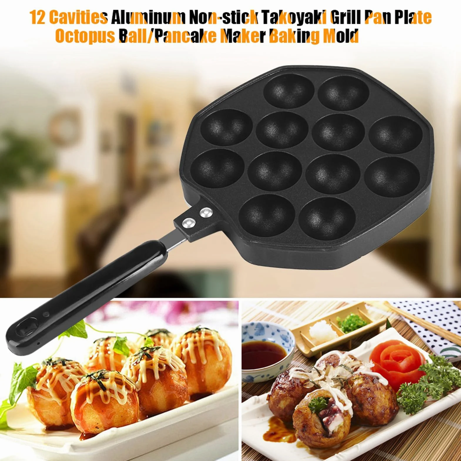 Takoyaki Maker Pan 19 fori in alluminio antiaderente Aebleskiver Ebelskiver