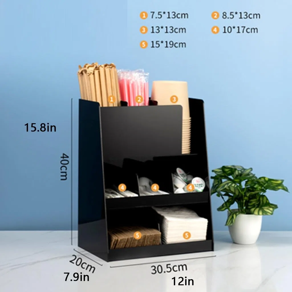 Set di organizer per stazioni da caffè, organizer per bancone, tazze usa e getta e porta coperchio per ufficio, salotto, sala ricevimenti