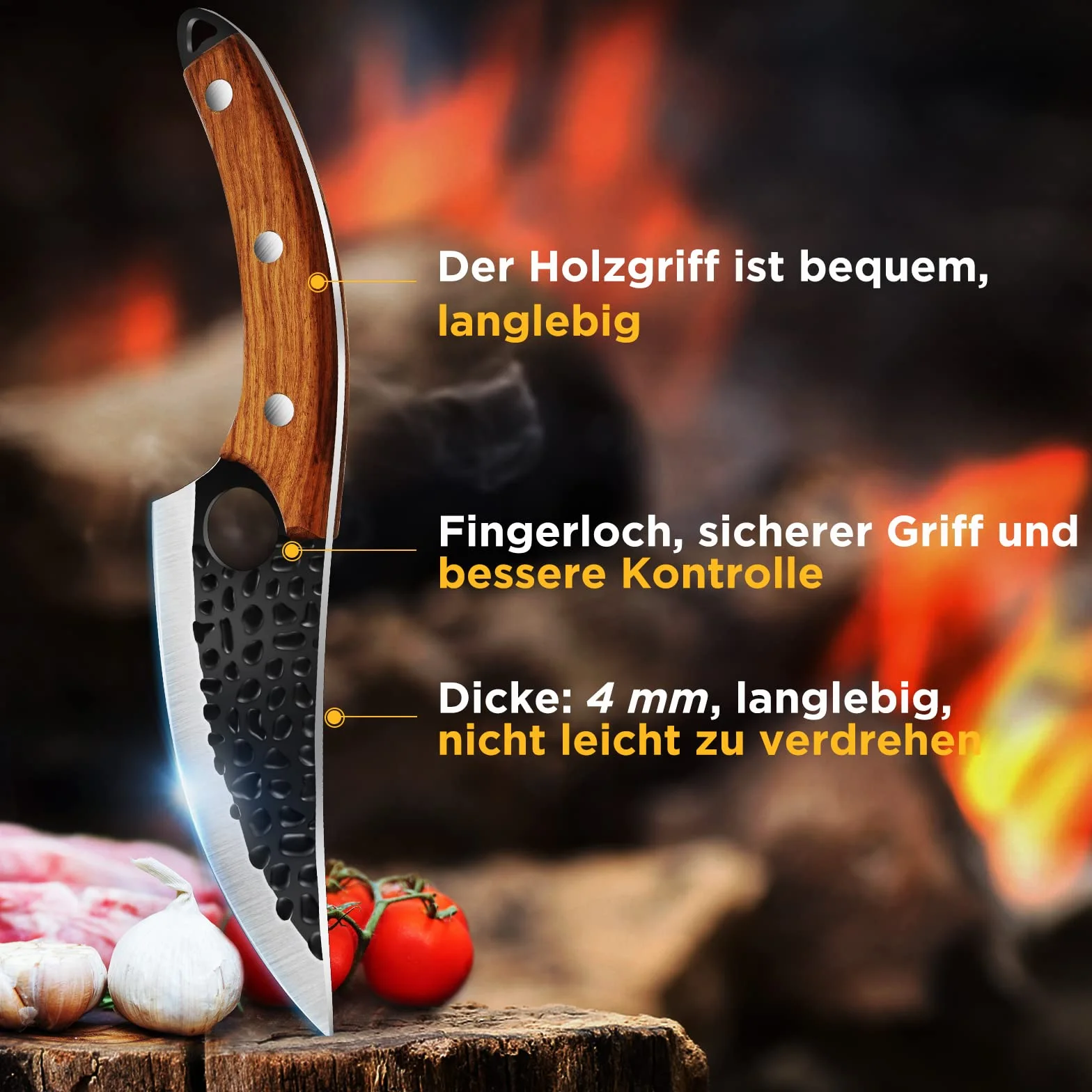 OOKUU Viking Knives Coltelli da cuoco Giappone con affilatoi, Coltelli da disosso forgiati, impugnatura a T