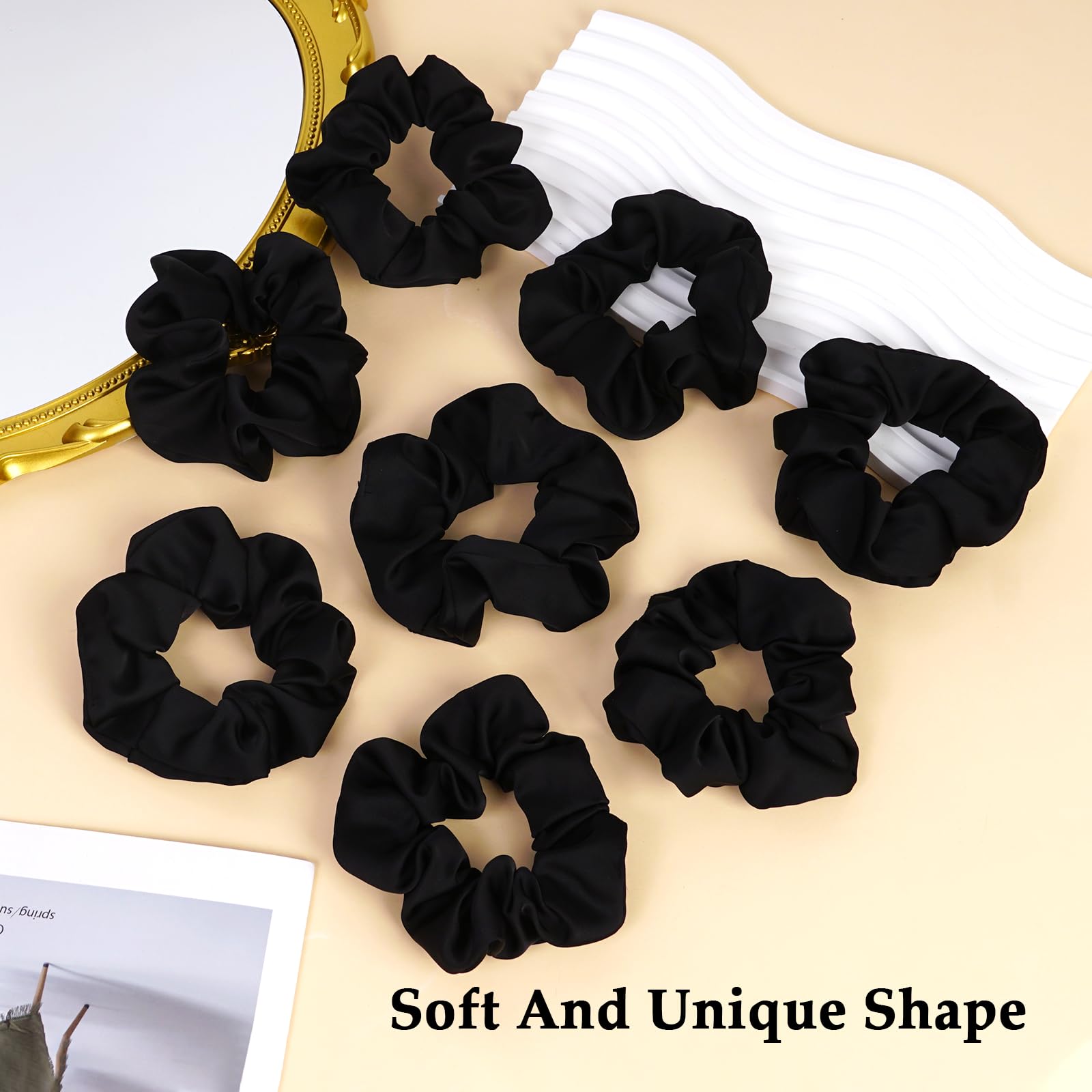 Premium Black Satin Hair Scrunchies