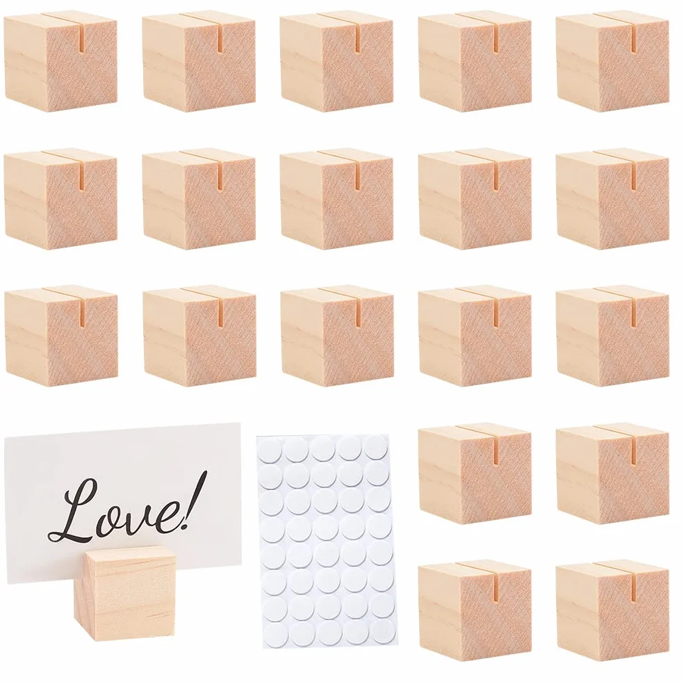 OLYCRAFT 20 sztuk drewnianych stojaków na karteczki 11g 30x30x30mm