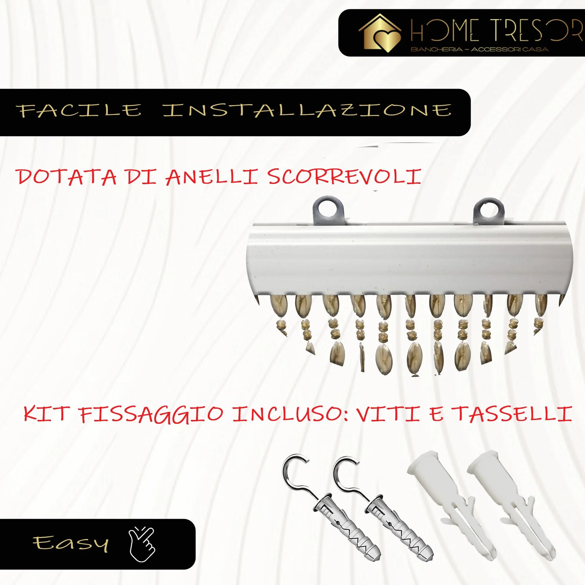 Tenda Antimosche Porta Finestra con Frange in Perline Pvc, Pannello Multiambiente Catenelle a Caduta Beige 100x220 cm
