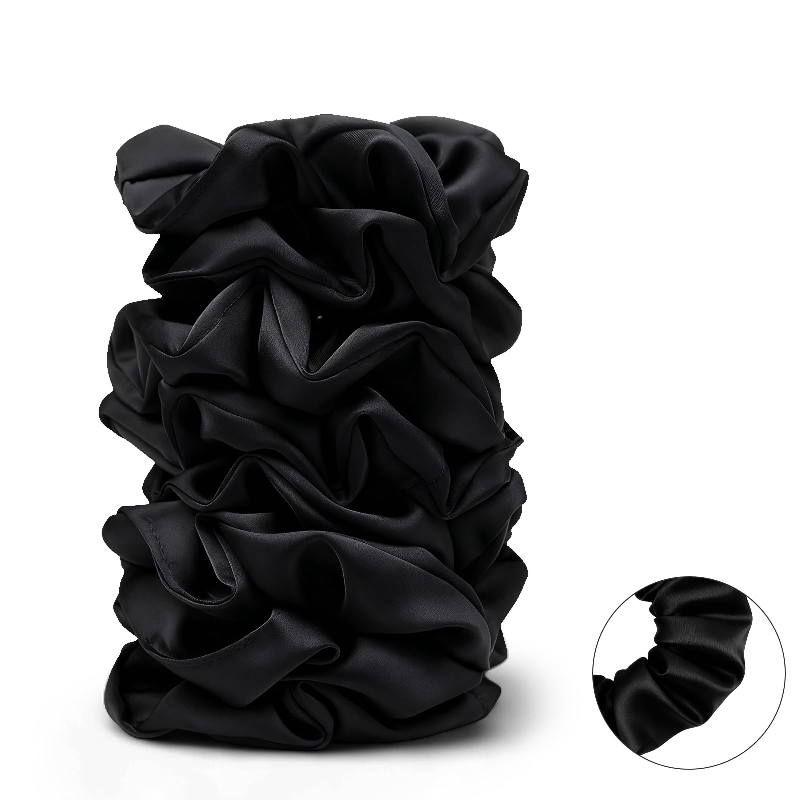 Premium Black Satin Hair Scrunchies