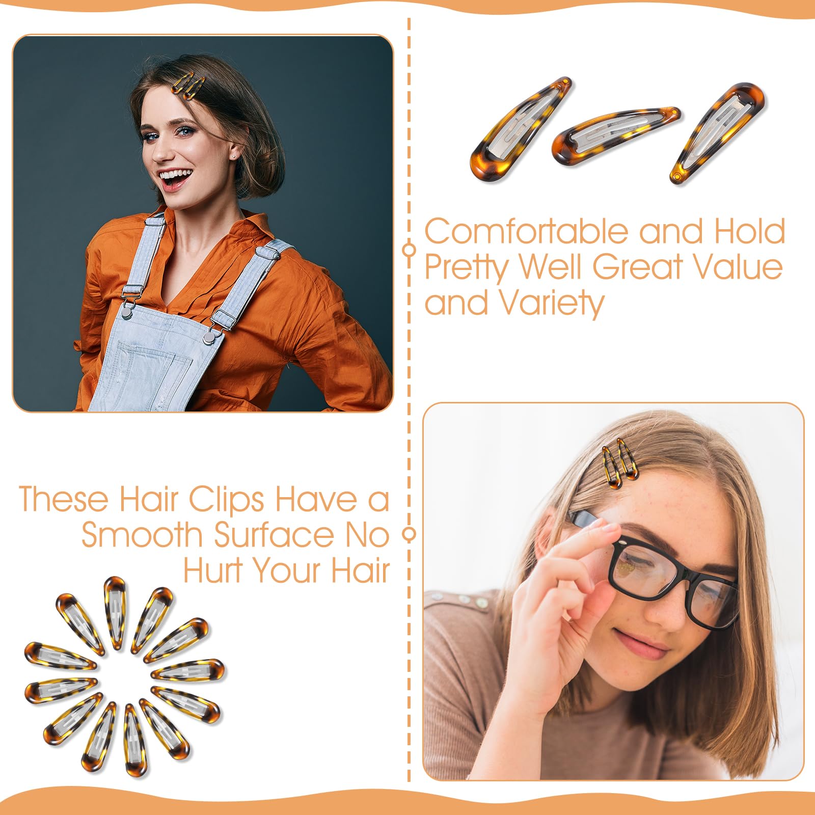 Vintage Tortoise Shell Snap Hair Barrettes