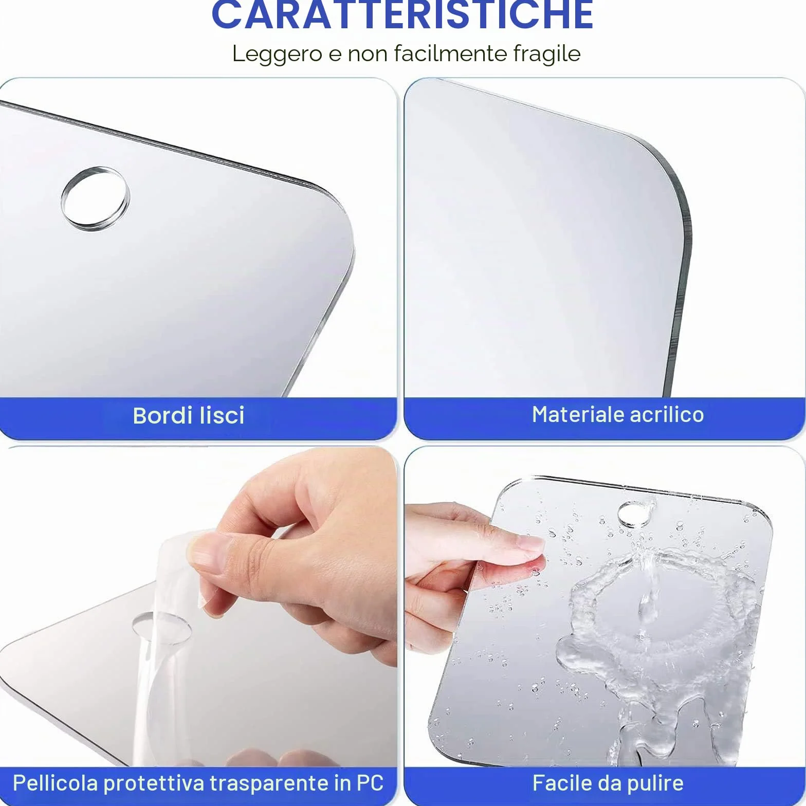 Grande Specchio da Doccia con Ventosa, Radersi Specchio Plastica Specchi Campeggio Viaggio Trucco senza cornice Bagno Specchietto Barba (35x25cm)