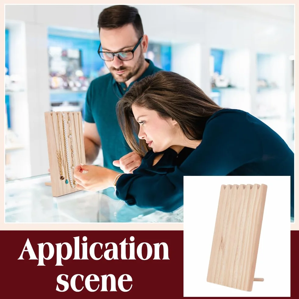 FINGERINSPIRE Espositore per Collane in Legno Portatile Rettangolare per Gioielli
