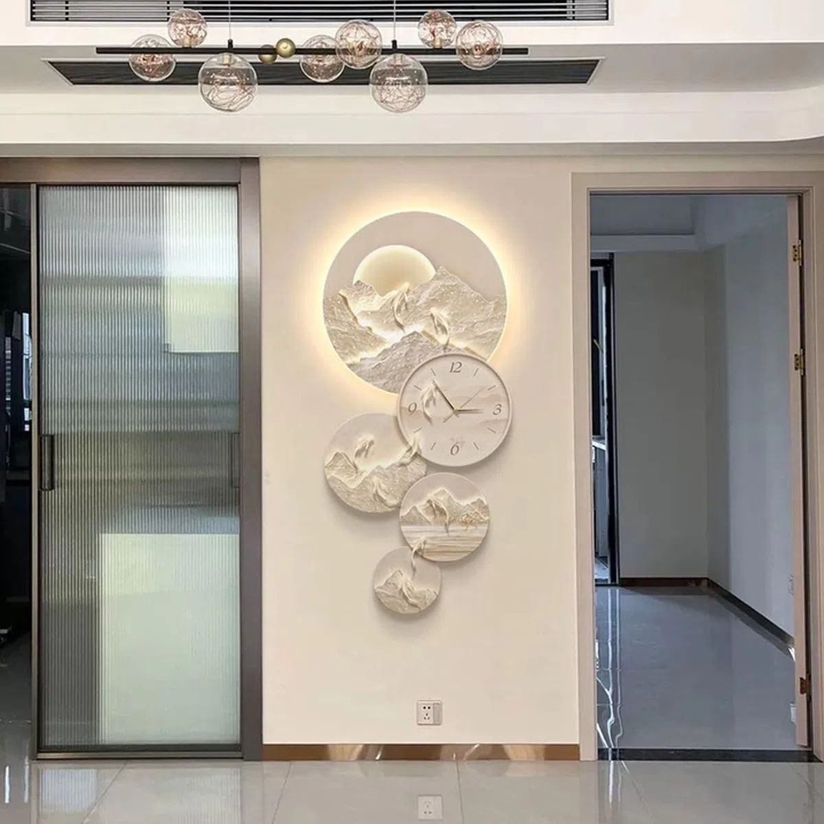 Orologio da Parete Decorativo Moderno con Luce LED, Orologio Murale Artistico 3D, Decorazione per Ingresso, Camera, Soggiorno e Cucina(Gold,56 * 120cm)