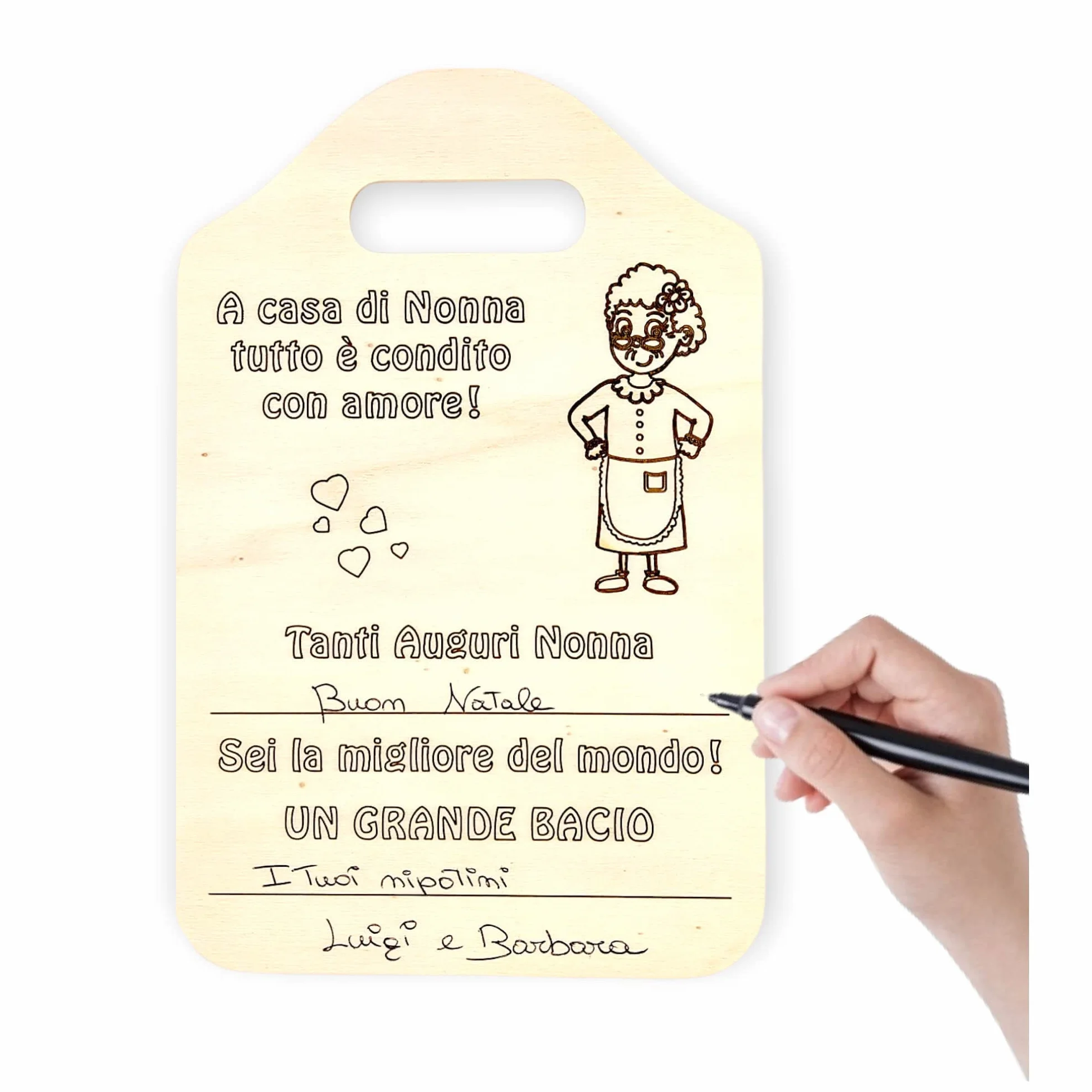 NM Idee Regalo nonna compleanno Idee regali per la nonna o mamma anziana Tagliere Targa Targhetta in legno Personalizzabile per nonna da nipote regali di Natale o Festa dei nonni