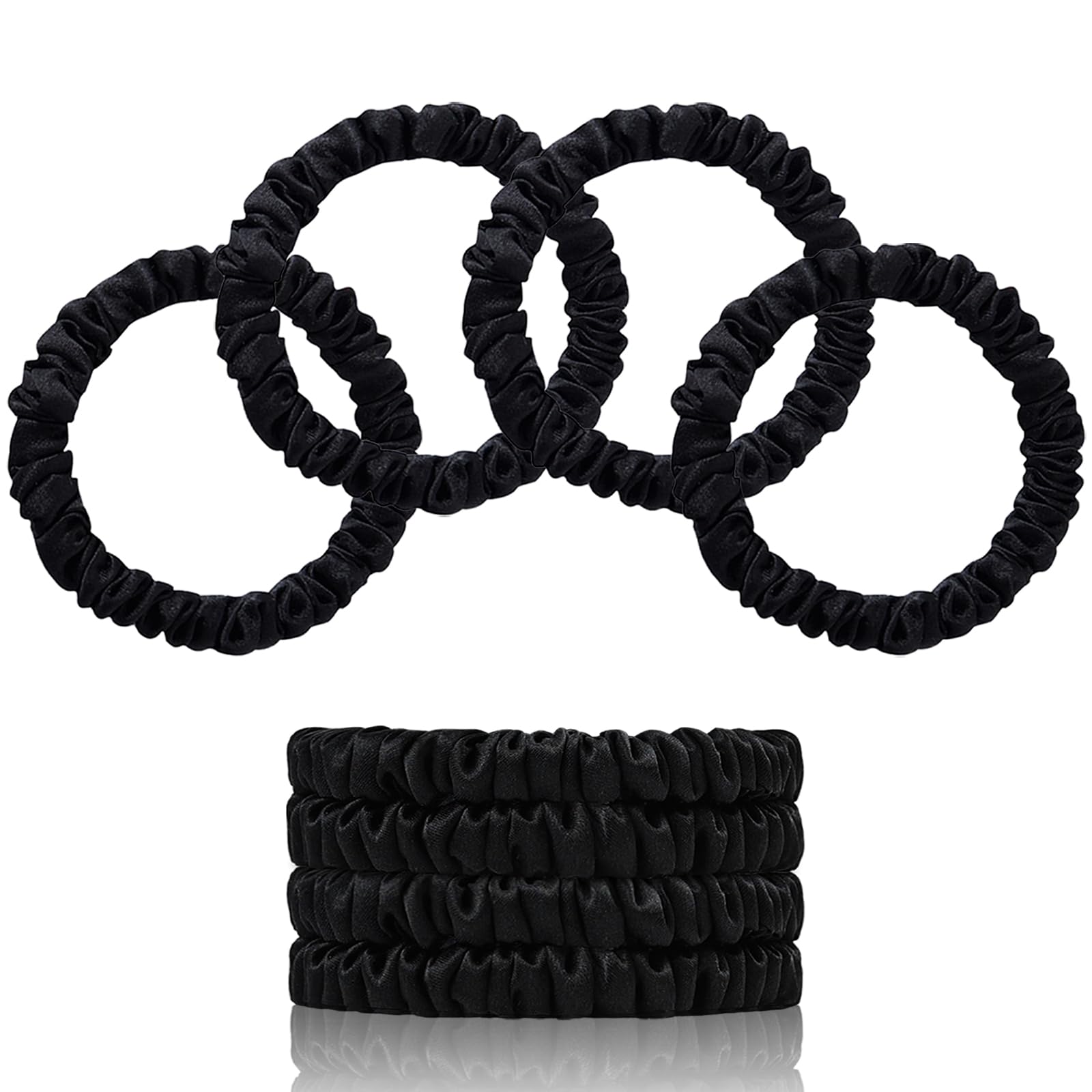 Black 22 Momme Mulberry Silk Scrunchies