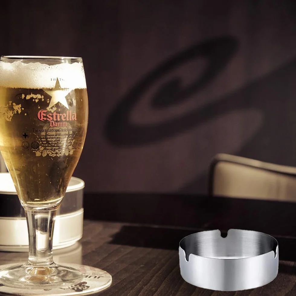 Posacenere acciaio inox rotondo 8 cm set da 12