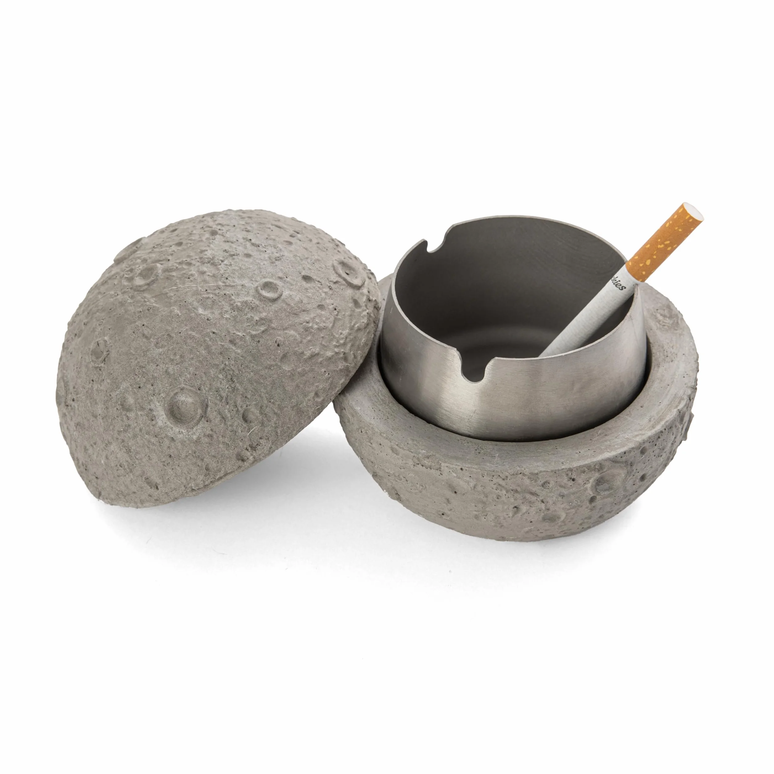 Posacenere Originale Luna Acciaio Inox Cemento Grigio 10 x 10 cm