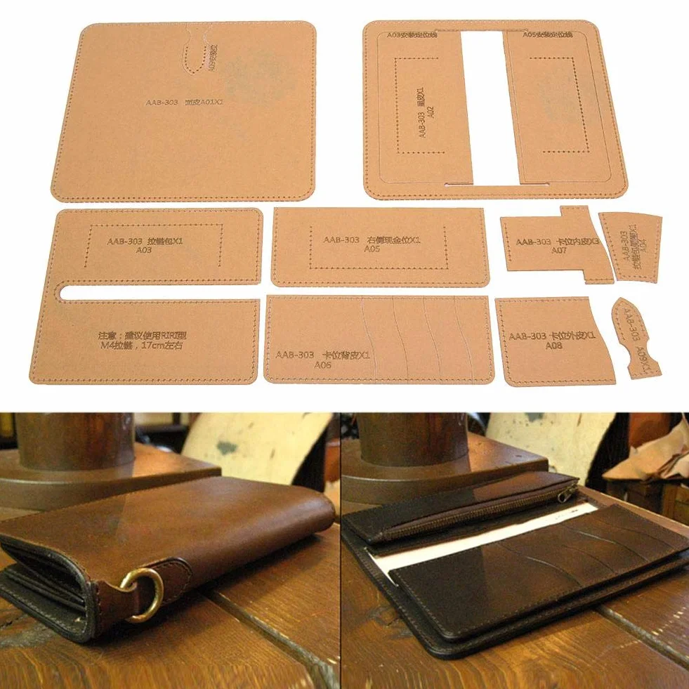 Portafogli in pelle Kit con stencil acrilico trasparente fai-da-te