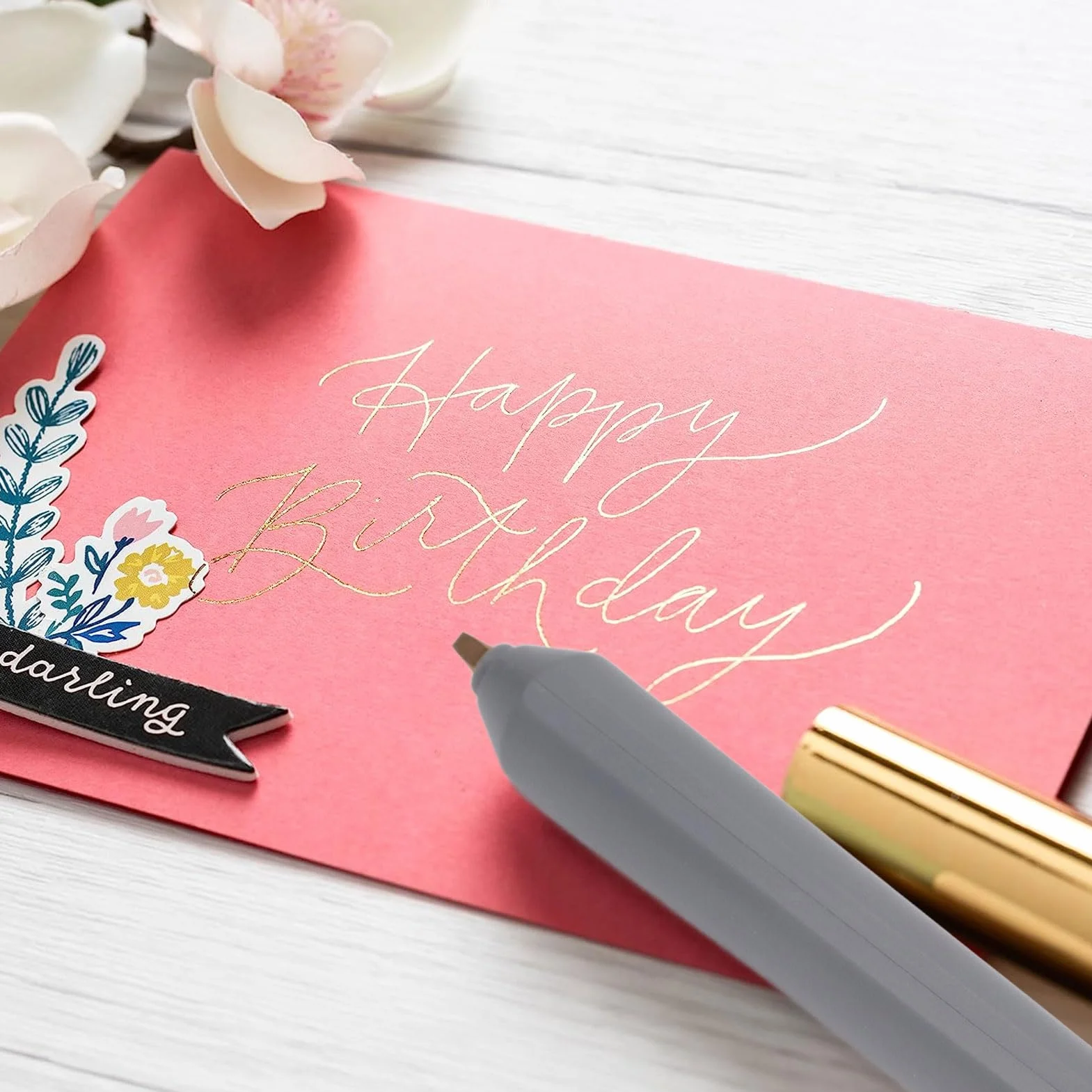 Penna Hot Foil a Caldo con USB, Bold Tip Foil Quill Freestyle, 4 Punte per Penna Riscaldante, Strumento Caratteri Dorati a Mano