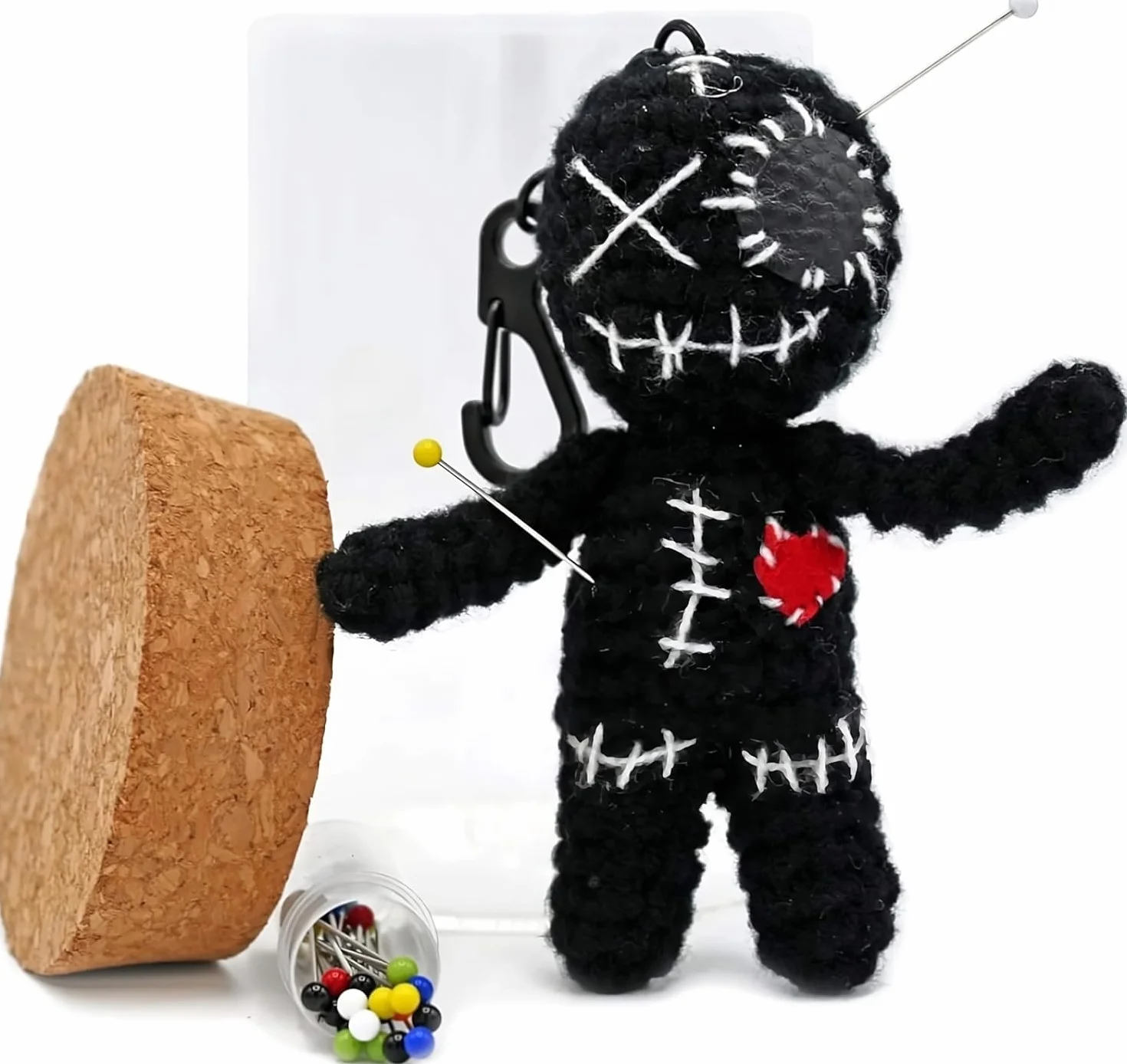 Bambolina Voodoo in Barattolo 10cm Fatta a Mano Nero Regalo Divertente