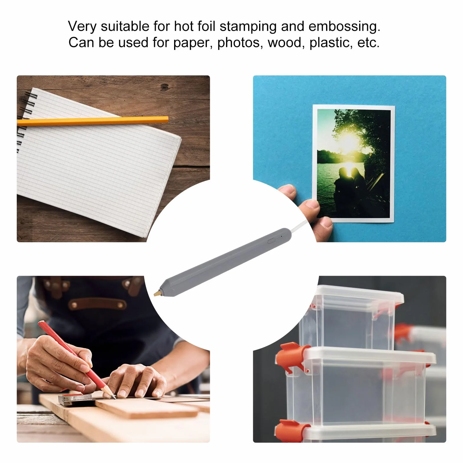 Penna Hot Foil a Caldo con USB, Bold Tip Foil Quill Freestyle, 4 Punte per Penna Riscaldante, Strumento Caratteri Dorati a Mano