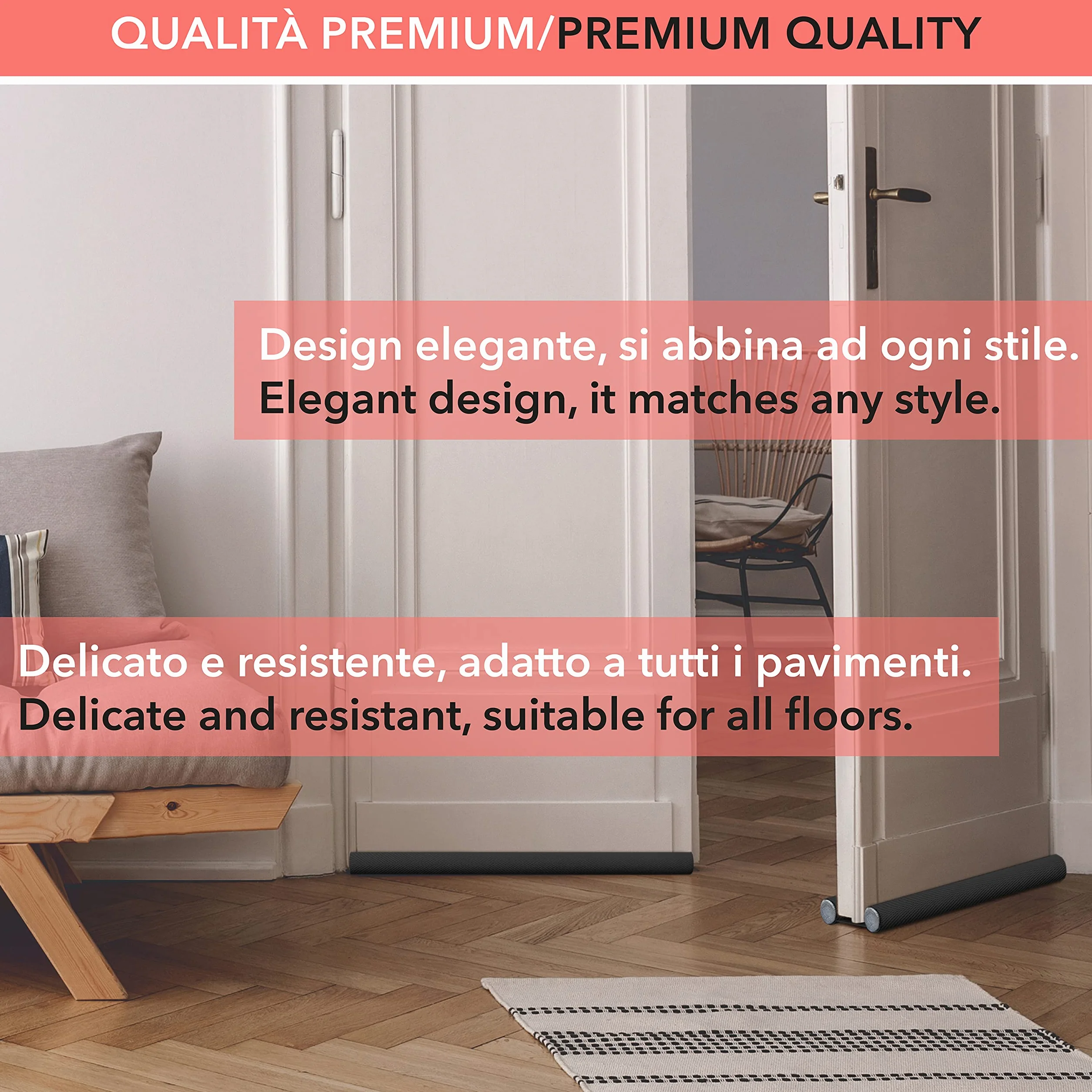 Paraspifferi Sottoporta per Porte Blindate Nero 100 cm 4,5-12 cm Spessore